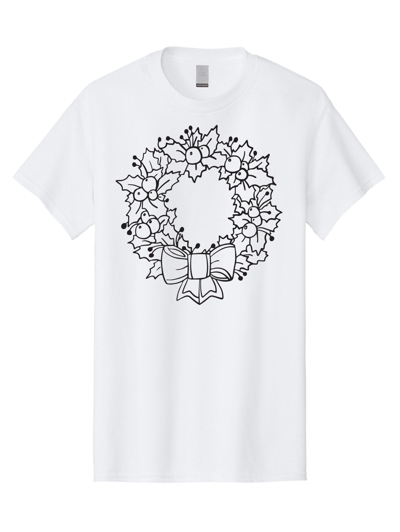 Holly-Wreath-With-Bow Men'S Graphic Tee, 100% Cotton, Comfortable Casual Summer Wear, Machine Washable, Christmas Wreath, Festive Decoration, Holly Leaves, Berries, Bow, Holiday Decor, Winter Season, Christmas Celebration, Festive Atmosphere, Aac824 10