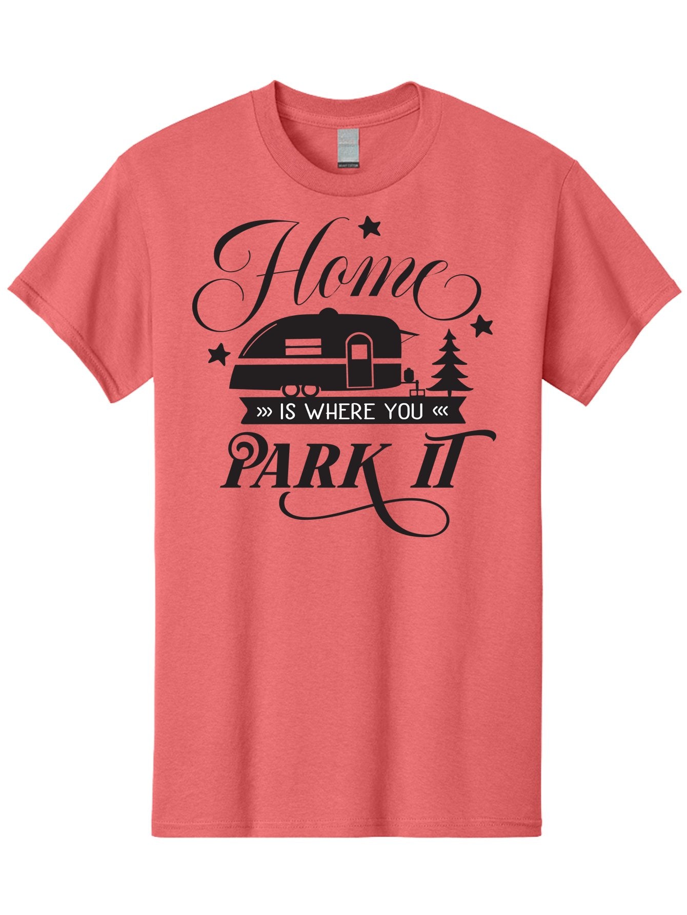 Home-Is-Where-You-Park-It Men'S Graphic Tee, 100% Cotton, Comfortable Casual Summer Wear, Machine Washable, Camping Life, Camper Trailer, Outdoor Adventure, Travel Trailer, Recreational Vehicle, Camping Quote, Travel Quote, Rv Lifestyle, Aac825 11