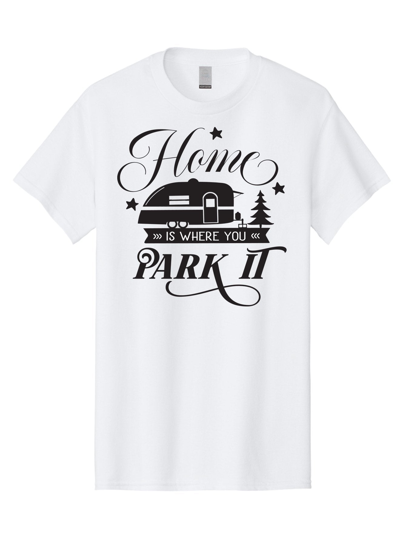 Home-Is-Where-You-Park-It Men'S Graphic Tee, 100% Cotton, Comfortable Casual Summer Wear, Machine Washable, Camping Life, Camper Trailer, Outdoor Adventure, Travel Trailer, Recreational Vehicle, Camping Quote, Travel Quote, Rv Lifestyle, Aac825 7
