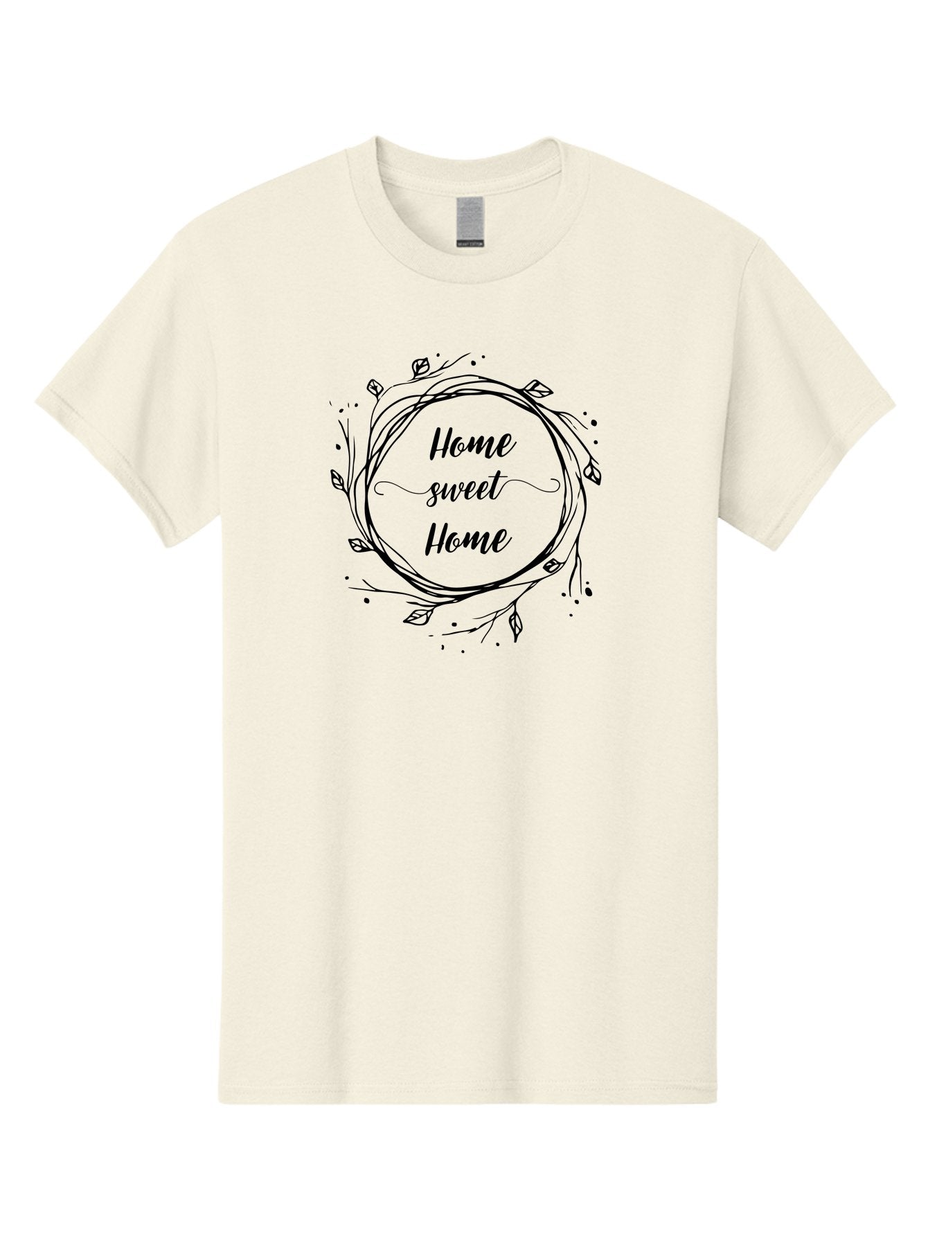 Home-Sweet-Home Men'S Graphic Tee, 100% Cotton, Comfortable Casual Summer Wear, Machine Washable, Home Decor, Cozy Living, Home Sweet Home, Minimalist Design, Elegant Typography, Floral Wreath, Simple Elegance, Home Inspiration Aac826 6