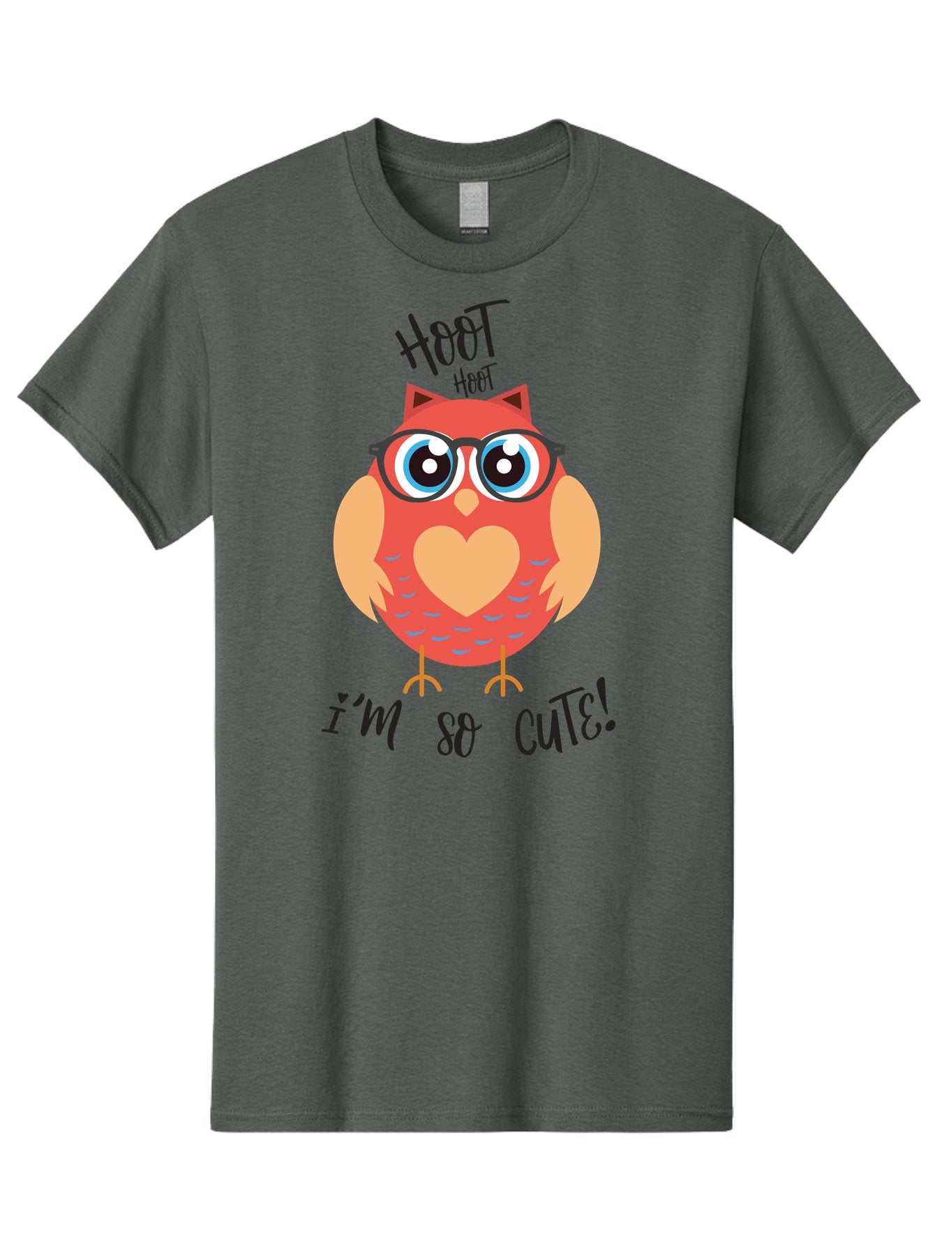 Hoot-Hoot-Owl Men'S Graphic Tee, 100% Cotton, Comfortable Casual Summer Wear, Machine Washable, Cartoon Owl, Heart-Shaped Chest, Glasses, Big Eyes, Cute Animal, Funny Illustration, Whimsical Design, Hoot Hoot, Adorable Creature, Aac827