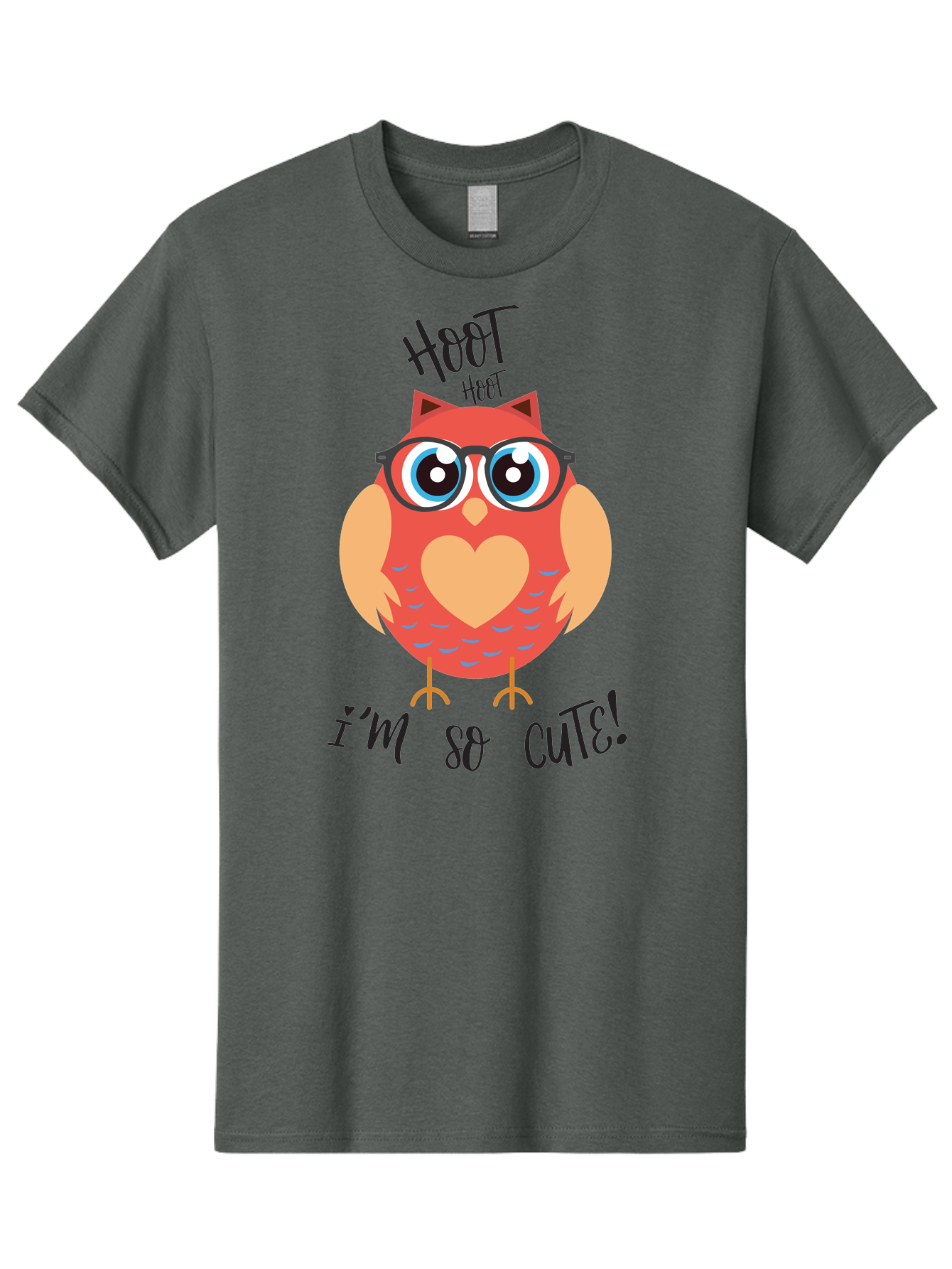Hoot-Hoot-Owl Men'S Graphic Tee, 100% Cotton, Comfortable Casual Summer Wear, Machine Washable, Cartoon Owl, Heart-Shaped Chest, Glasses, Big Eyes, Cute Animal, Funny Illustration, Whimsical Design, Hoot Hoot, Adorable Creature, Aac827 21