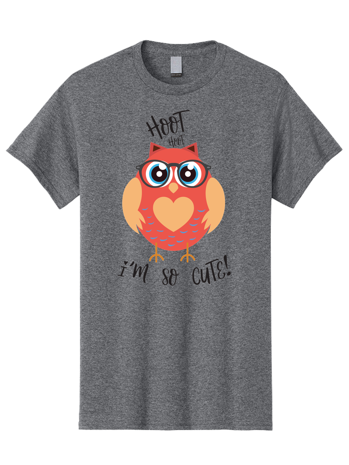 Hoot-Hoot-Owl Men'S Graphic Tee, 100% Cotton, Comfortable Casual Summer Wear, Machine Washable, Cartoon Owl, Heart-Shaped Chest, Glasses, Big Eyes, Cute Animal, Funny Illustration, Whimsical Design, Hoot Hoot, Adorable Creature, Aac827 19