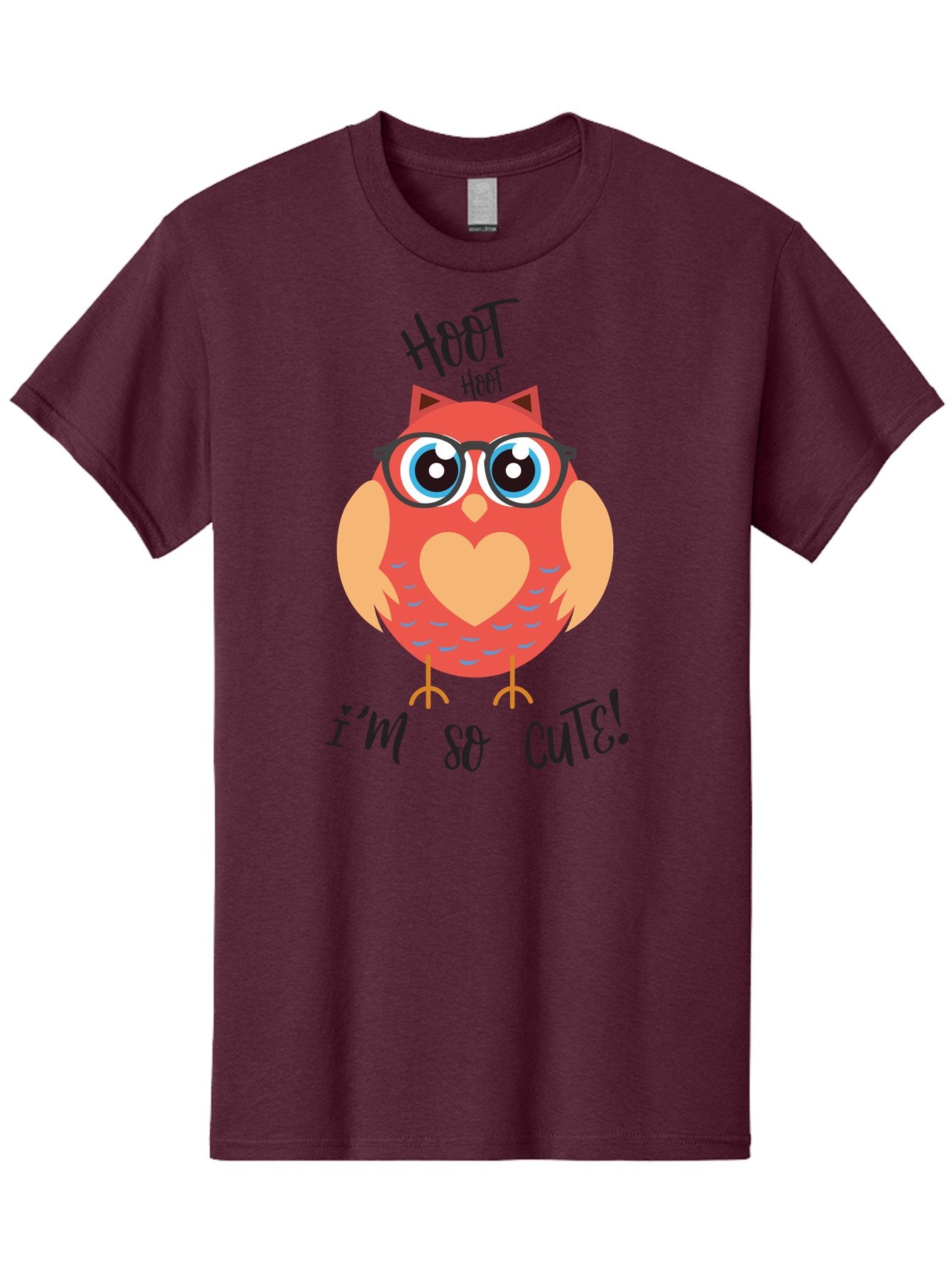Hoot-Hoot-Owl Men'S Graphic Tee, 100% Cotton, Comfortable Casual Summer Wear, Machine Washable, Cartoon Owl, Heart-Shaped Chest, Glasses, Big Eyes, Cute Animal, Funny Illustration, Whimsical Design, Hoot Hoot, Adorable Creature, Aac827 13