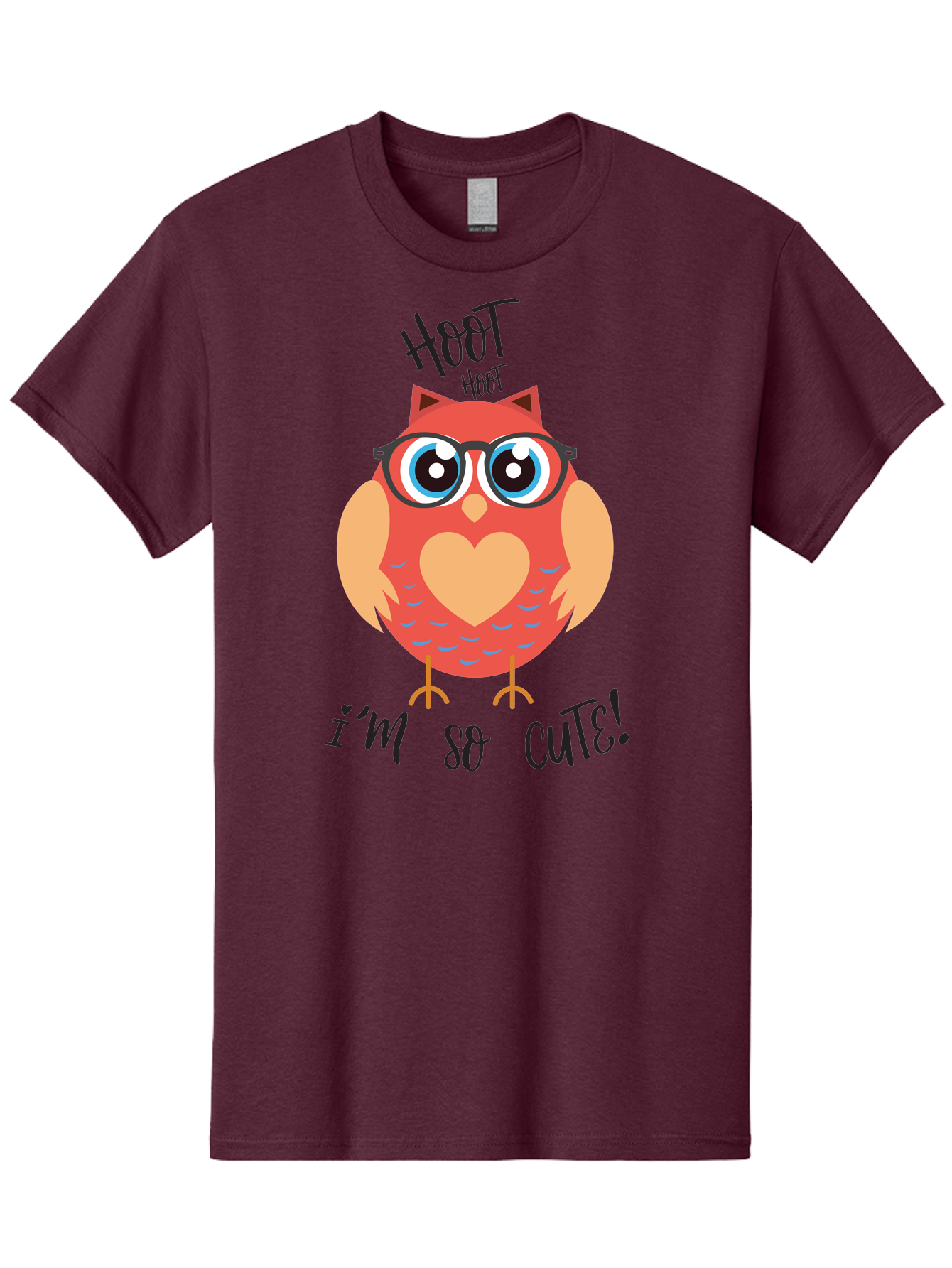 Hoot-Hoot-Owl Men'S Graphic Tee, 100% Cotton, Comfortable Casual Summer Wear, Machine Washable, Cartoon Owl, Heart-Shaped Chest, Glasses, Big Eyes, Cute Animal, Funny Illustration, Whimsical Design, Hoot Hoot, Adorable Creature, Aac827 29