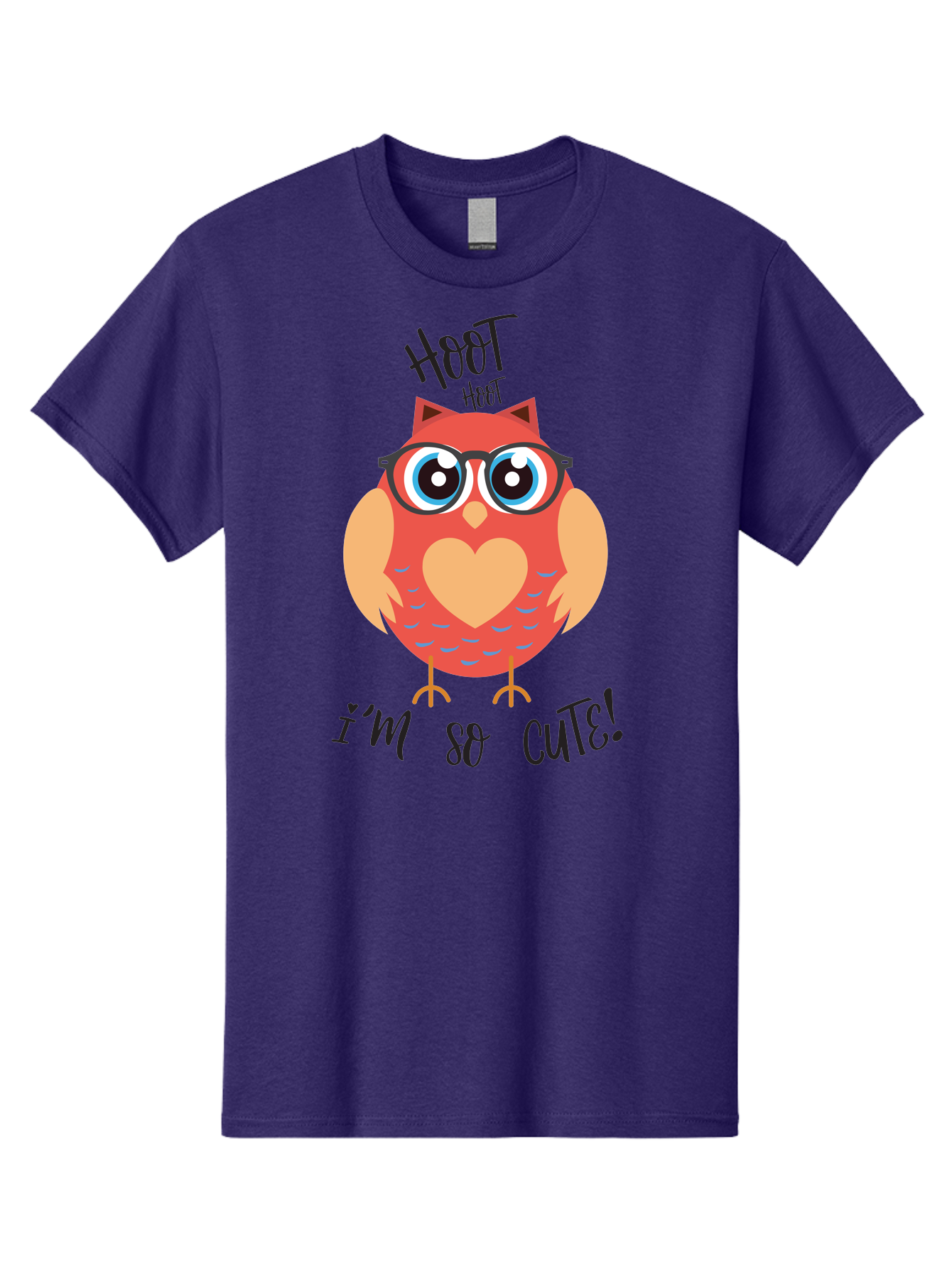 Hoot-Hoot-Owl Men'S Graphic Tee, 100% Cotton, Comfortable Casual Summer Wear, Machine Washable, Cartoon Owl, Heart-Shaped Chest, Glasses, Big Eyes, Cute Animal, Funny Illustration, Whimsical Design, Hoot Hoot, Adorable Creature, Aac827 17