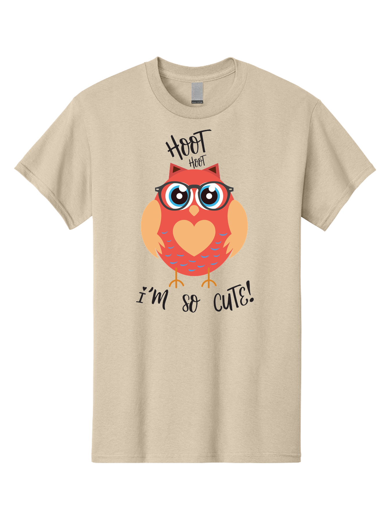 Hoot-Hoot-Owl Men'S Graphic Tee, 100% Cotton, Comfortable Casual Summer Wear, Machine Washable, Cartoon Owl, Heart-Shaped Chest, Glasses, Big Eyes, Cute Animal, Funny Illustration, Whimsical Design, Hoot Hoot, Adorable Creature, Aac827 23