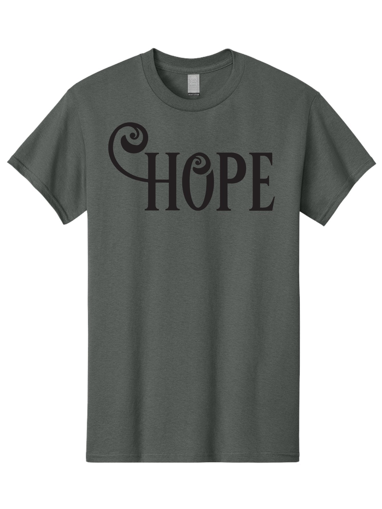 Hope Men'S Graphic Tee, 100% Cotton, Comfortable Casual Summer Wear, Machine Washable, Hope Symbol, Inspirational Quote, Motivational Text, Positive Vibes, Black Typography, Elegant Design, Swirly Font, Ornate Lettering Aac828