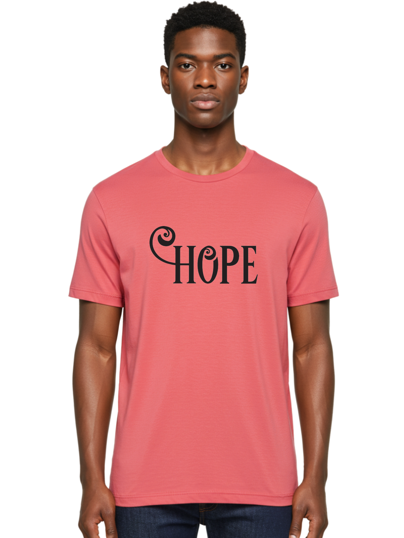 Hope Men'S Graphic Tee, 100% Cotton, Comfortable Casual Summer Wear, Machine Washable, Hope Symbol, Inspirational Quote, Motivational Text, Positive Vibes, Black Typography, Elegant Design, Swirly Font, Ornate Lettering Aac828 4