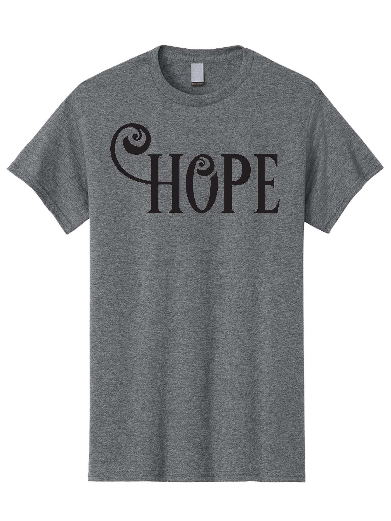 Hope Men'S Graphic Tee, 100% Cotton, Comfortable Casual Summer Wear, Machine Washable, Hope Symbol, Inspirational Quote, Motivational Text, Positive Vibes, Black Typography, Elegant Design, Swirly Font, Ornate Lettering Aac828