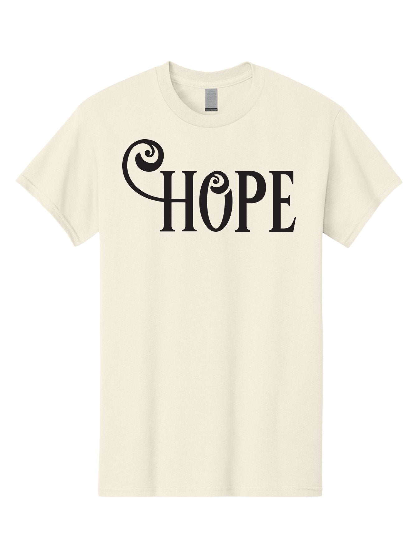 Hope Men'S Graphic Tee, 100% Cotton, Comfortable Casual Summer Wear, Machine Washable, Hope Symbol, Inspirational Quote, Motivational Text, Positive Vibes, Black Typography, Elegant Design, Swirly Font, Ornate Lettering Aac828 6