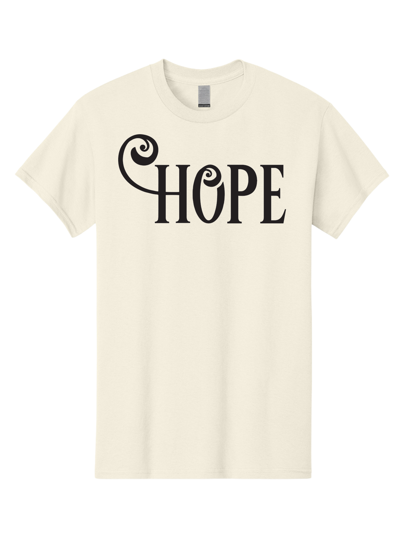 Hope Men'S Graphic Tee, 100% Cotton, Comfortable Casual Summer Wear, Machine Washable, Hope Symbol, Inspirational Quote, Motivational Text, Positive Vibes, Black Typography, Elegant Design, Swirly Font, Ornate Lettering Aac828 13