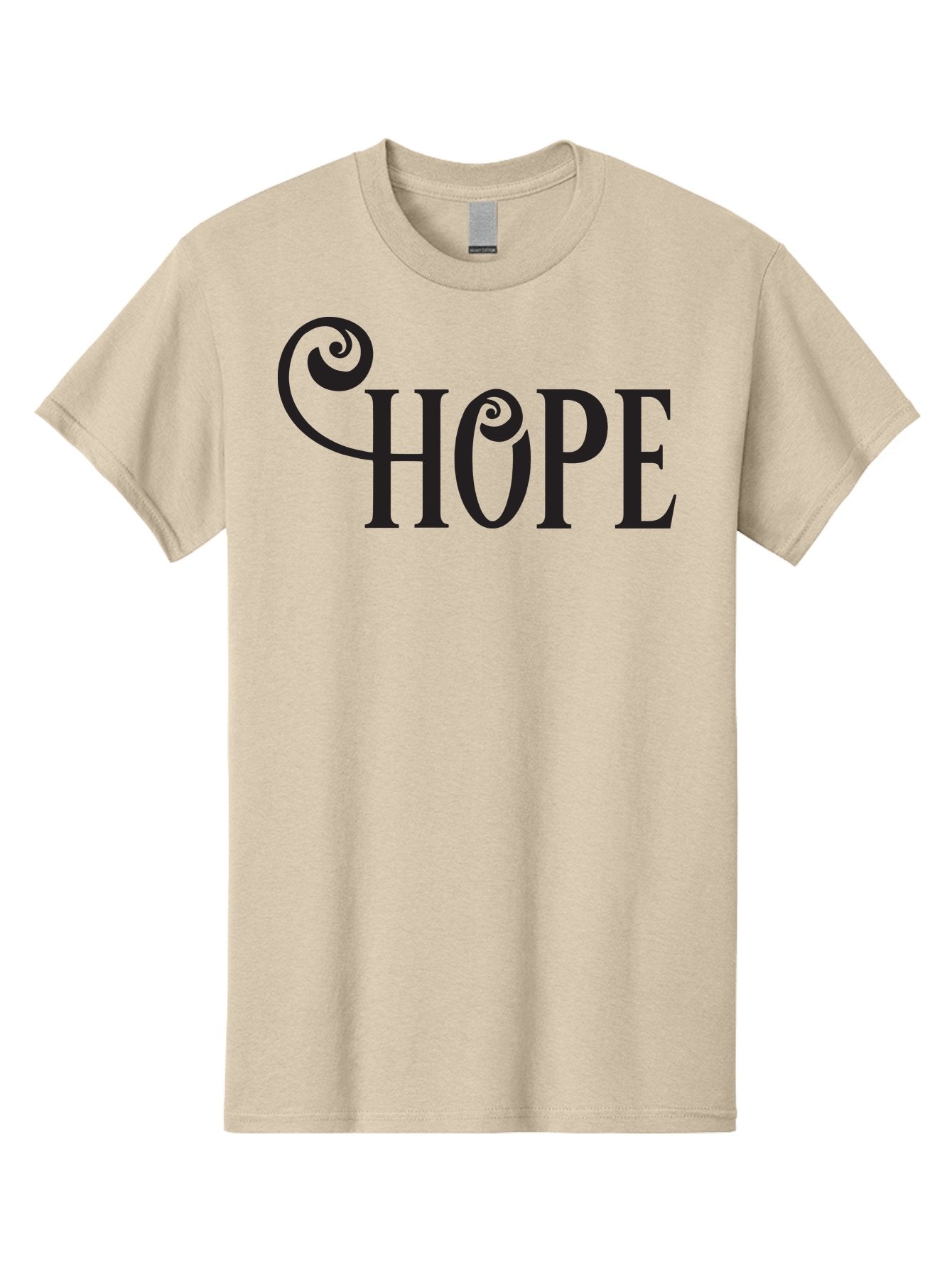 Hope Men'S Graphic Tee, 100% Cotton, Comfortable Casual Summer Wear, Machine Washable, Hope Symbol, Inspirational Quote, Motivational Text, Positive Vibes, Black Typography, Elegant Design, Swirly Font, Ornate Lettering Aac828 4