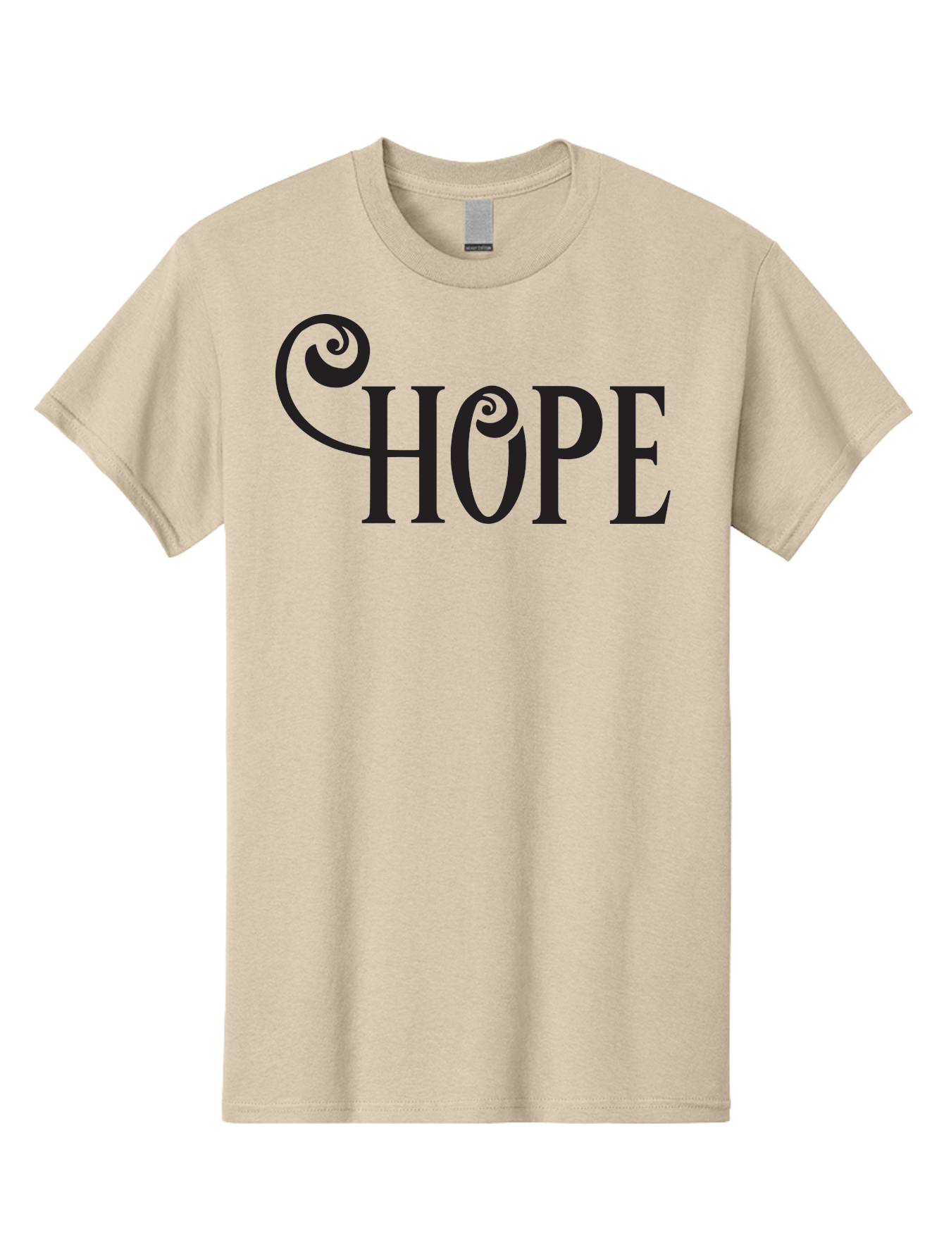 Hope Men'S Graphic Tee, 100% Cotton, Comfortable Casual Summer Wear, Machine Washable, Hope Symbol, Inspirational Quote, Motivational Text, Positive Vibes, Black Typography, Elegant Design, Swirly Font, Ornate Lettering Aac828 23