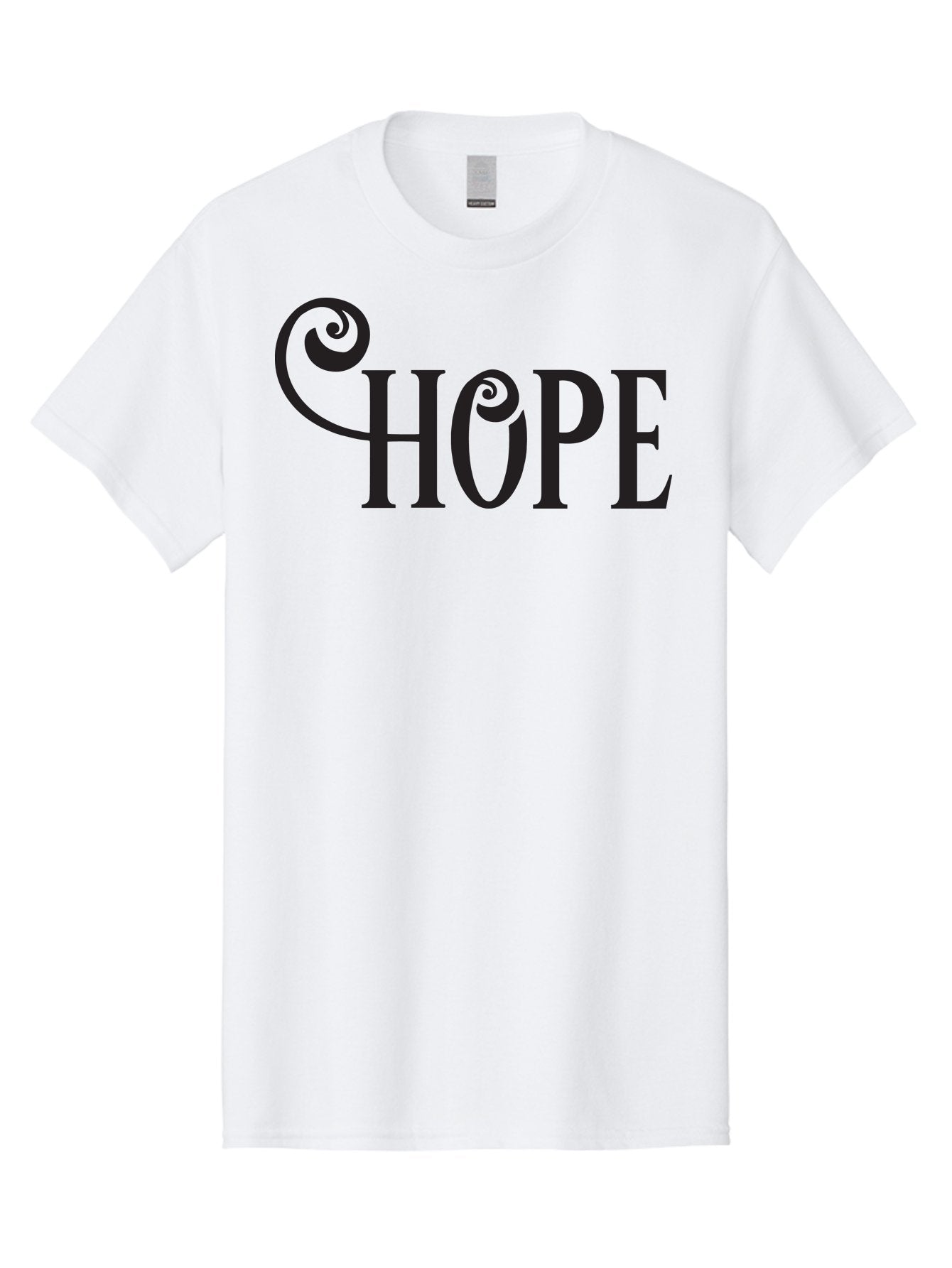 Hope Men'S Graphic Tee, 100% Cotton, Comfortable Casual Summer Wear, Machine Washable, Hope Symbol, Inspirational Quote, Motivational Text, Positive Vibes, Black Typography, Elegant Design, Swirly Font, Ornate Lettering Aac828 8