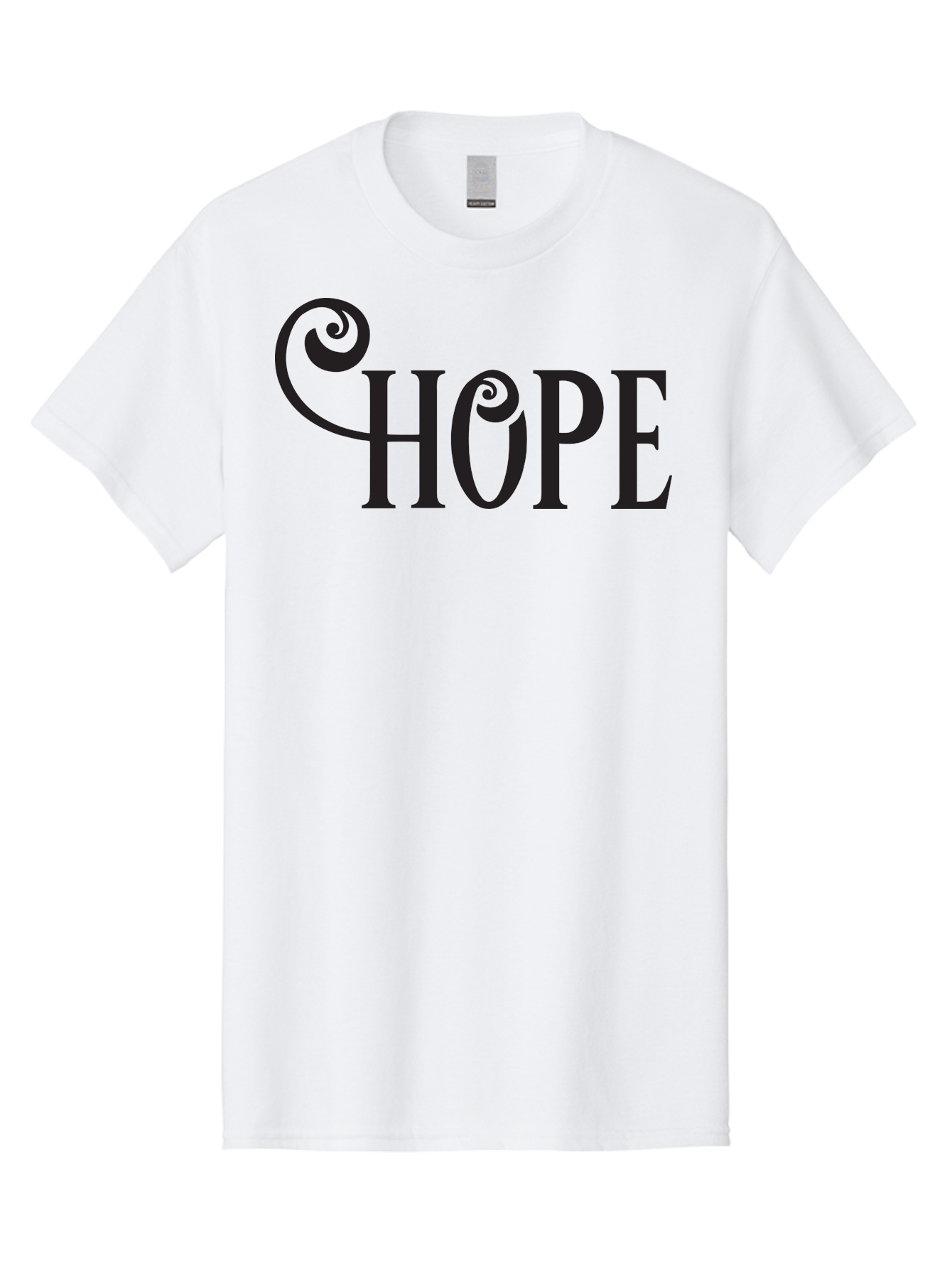 Hope Men'S Graphic Tee, 100% Cotton, Comfortable Casual Summer Wear, Machine Washable, Hope Symbol, Inspirational Quote, Motivational Text, Positive Vibes, Black Typography, Elegant Design, Swirly Font, Ornate Lettering Aac828 11