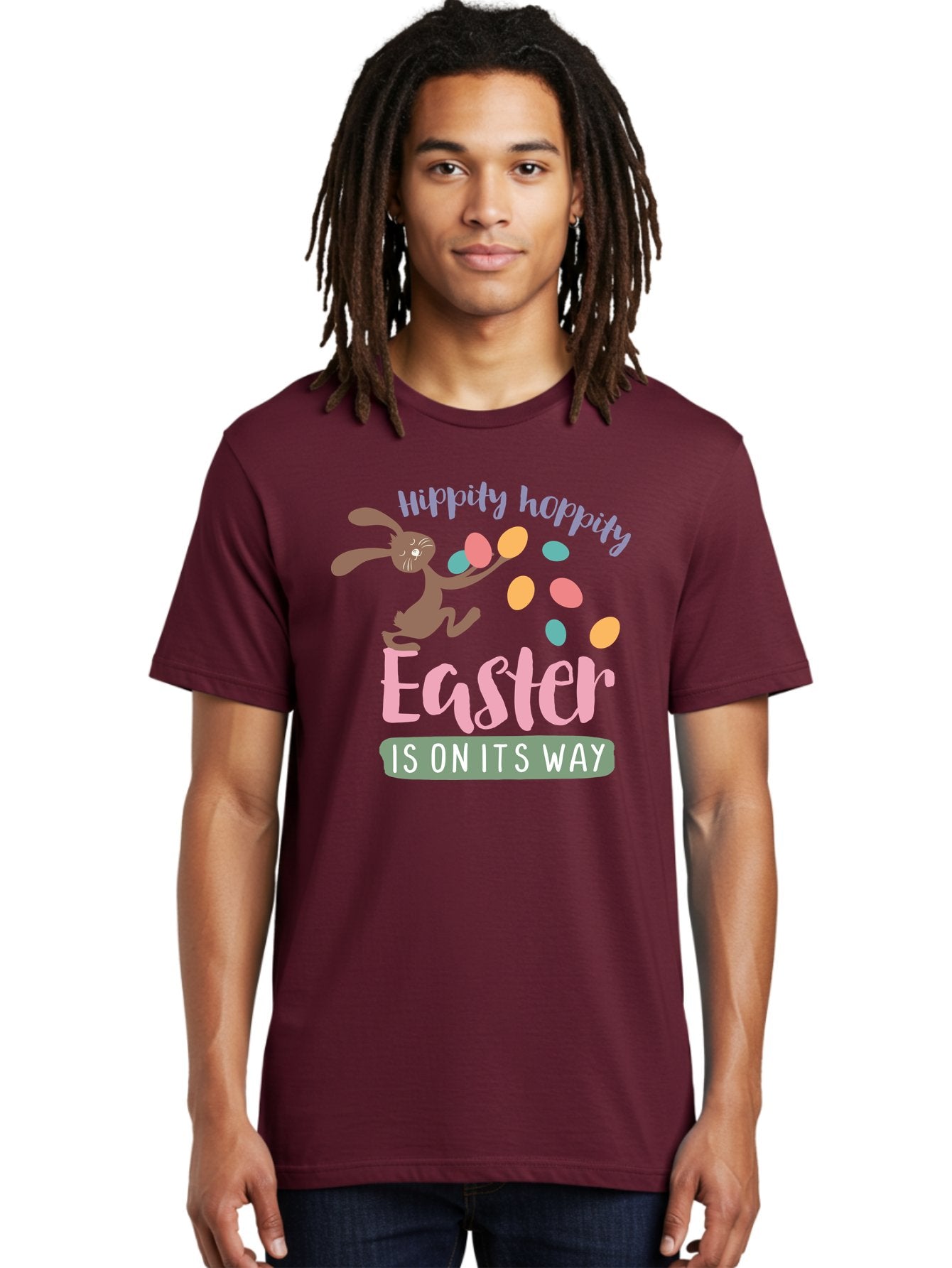 Hoppily-Hopping-Easter Men'S Graphic Tee, 100% Cotton, Comfortable Casual Summer Wear, Machine Washable, Easter Bunny, Easter Eggs, Colorful Eggs, Spring Holiday, Festive Graphics, Happy Easter, Hippidy Hoppity Aac829 30