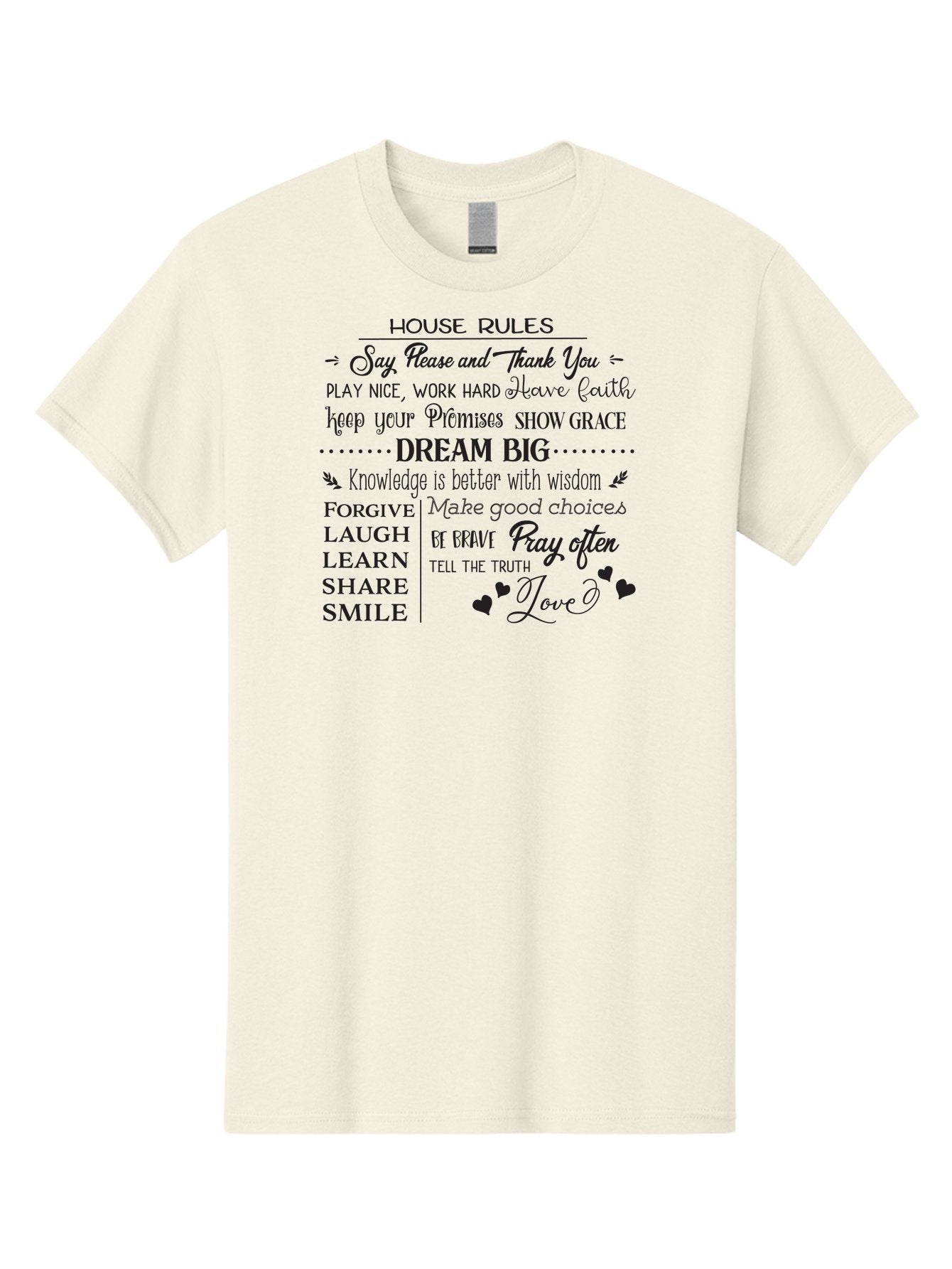 House-Rules-1 Men'S Graphic Tee, 100% Cotton, Comfortable Casual Summer Wear, Machine Washable, Inspirational Quotes, Motivational Phrases, Positive Affirmations, Good Vibes, Happiness, Kindness, Love, Self-Improvement, Personal Growth, Aac830