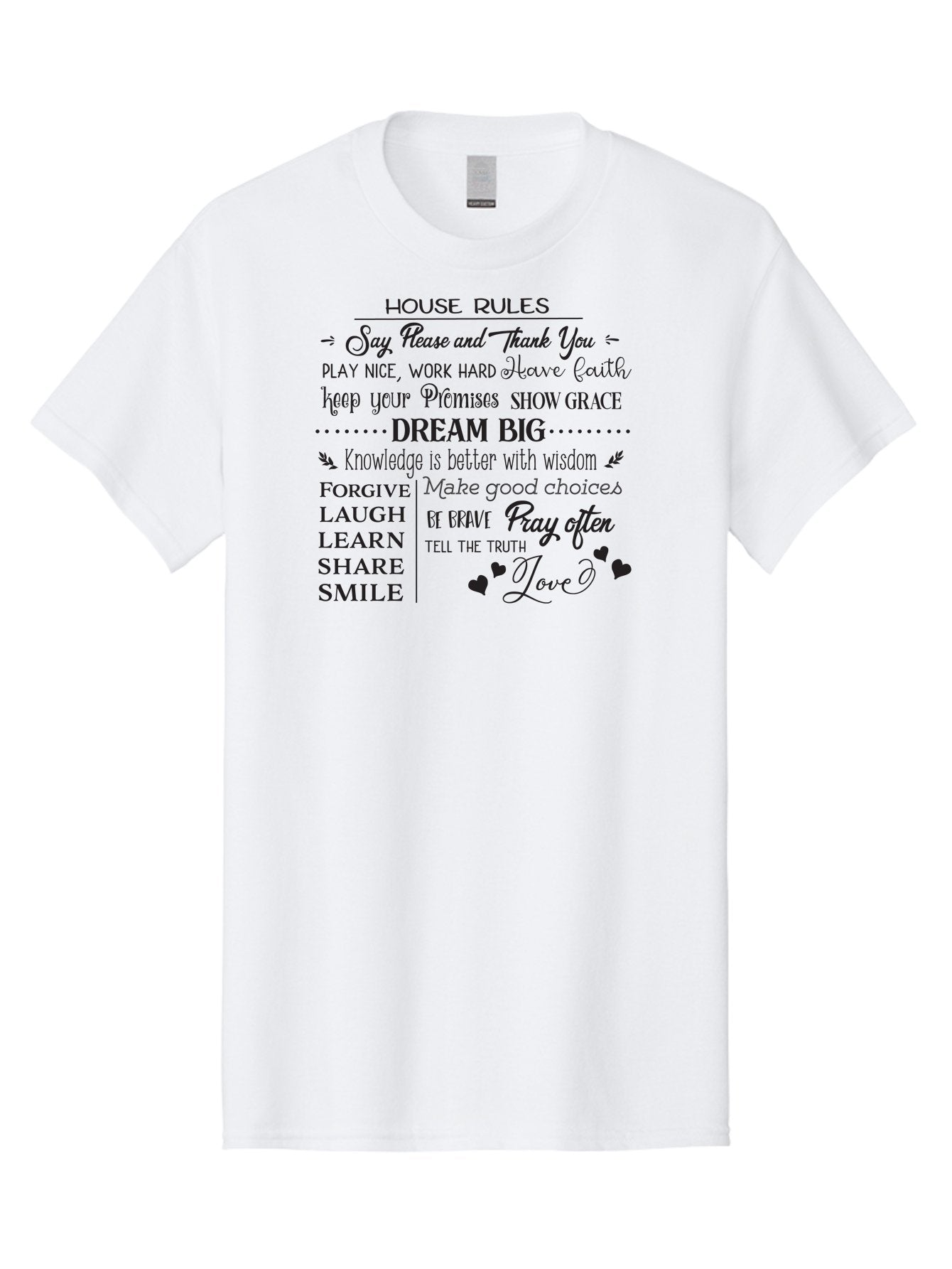 House-Rules-1 Men'S Graphic Tee, 100% Cotton, Comfortable Casual Summer Wear, Machine Washable, Inspirational Quotes, Motivational Phrases, Positive Affirmations, Good Vibes, Happiness, Kindness, Love, Self-Improvement, Personal Growth, Aac830 11