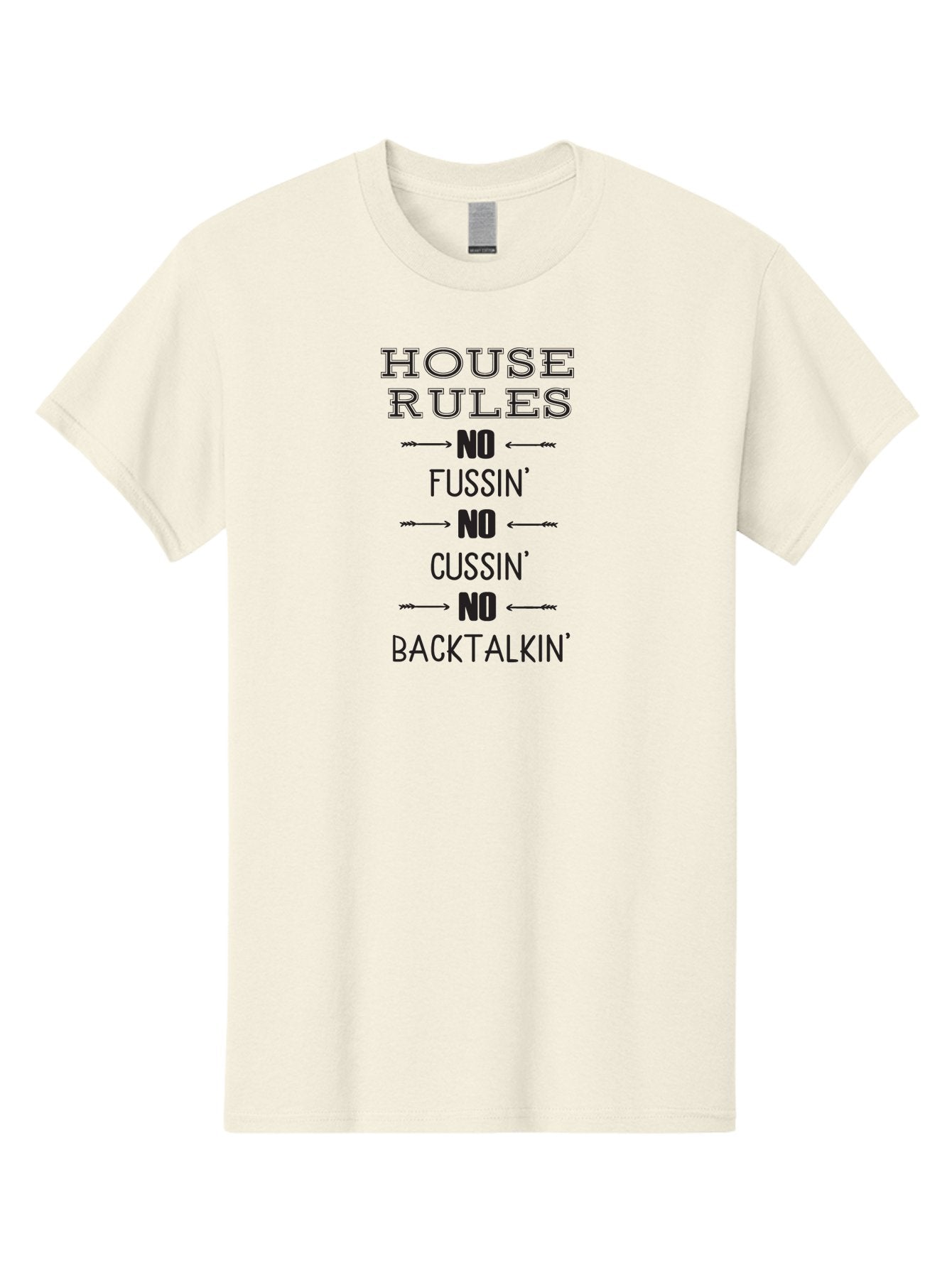 House-Rules Men'S Graphic Tee, 100% Cotton, Comfortable Casual Summer Wear, Machine Washable, House Rules, No Fussin', No Cussin', No Backtalkin', Household Rules, Family Guidelines, Behavioral Expectations, Household Etiquette Aac832 9