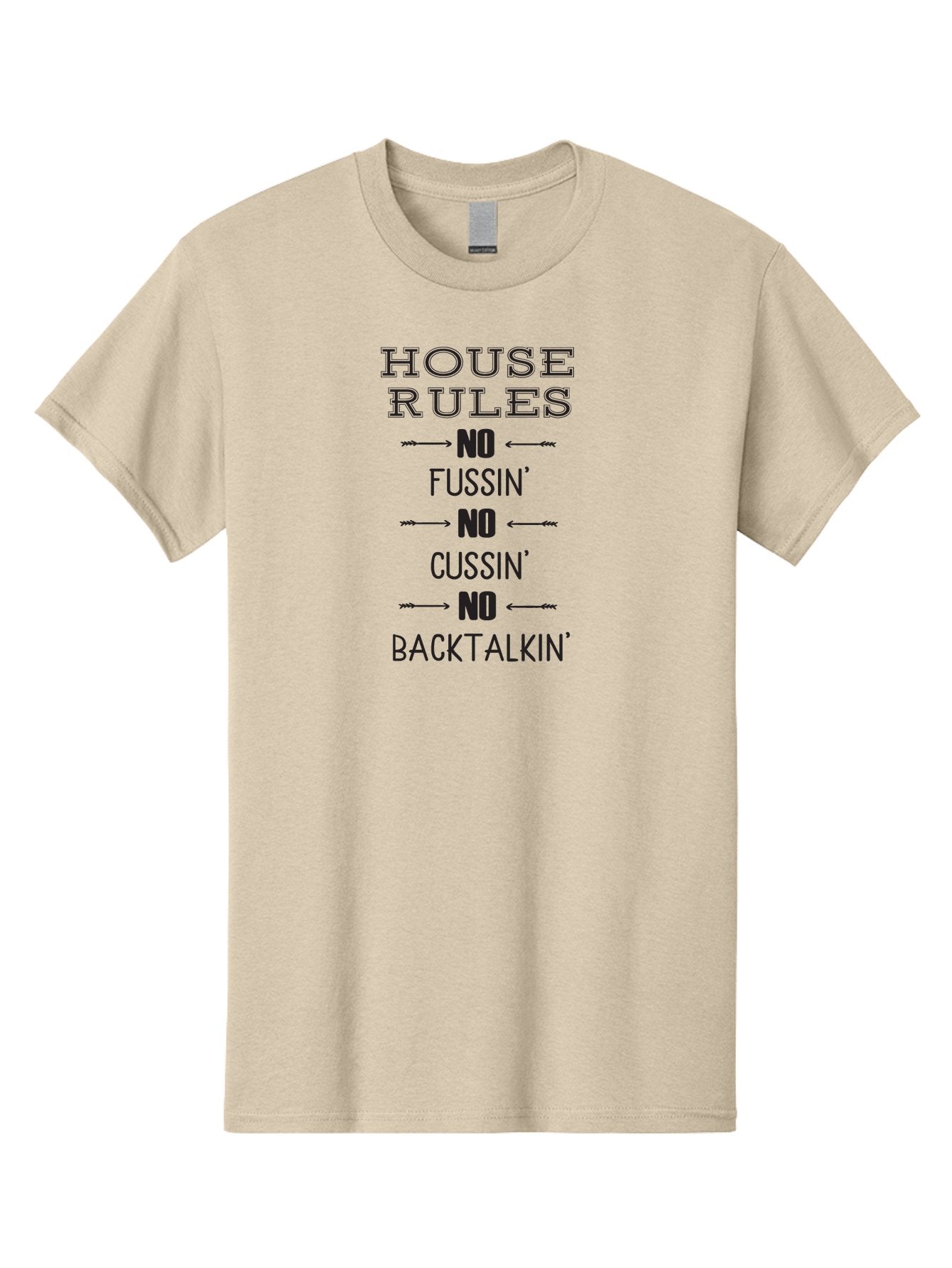 House-Rules Men'S Graphic Tee, 100% Cotton, Comfortable Casual Summer Wear, Machine Washable, House Rules, No Fussin', No Cussin', No Backtalkin', Household Rules, Family Guidelines, Behavioral Expectations, Household Etiquette Aac832 11