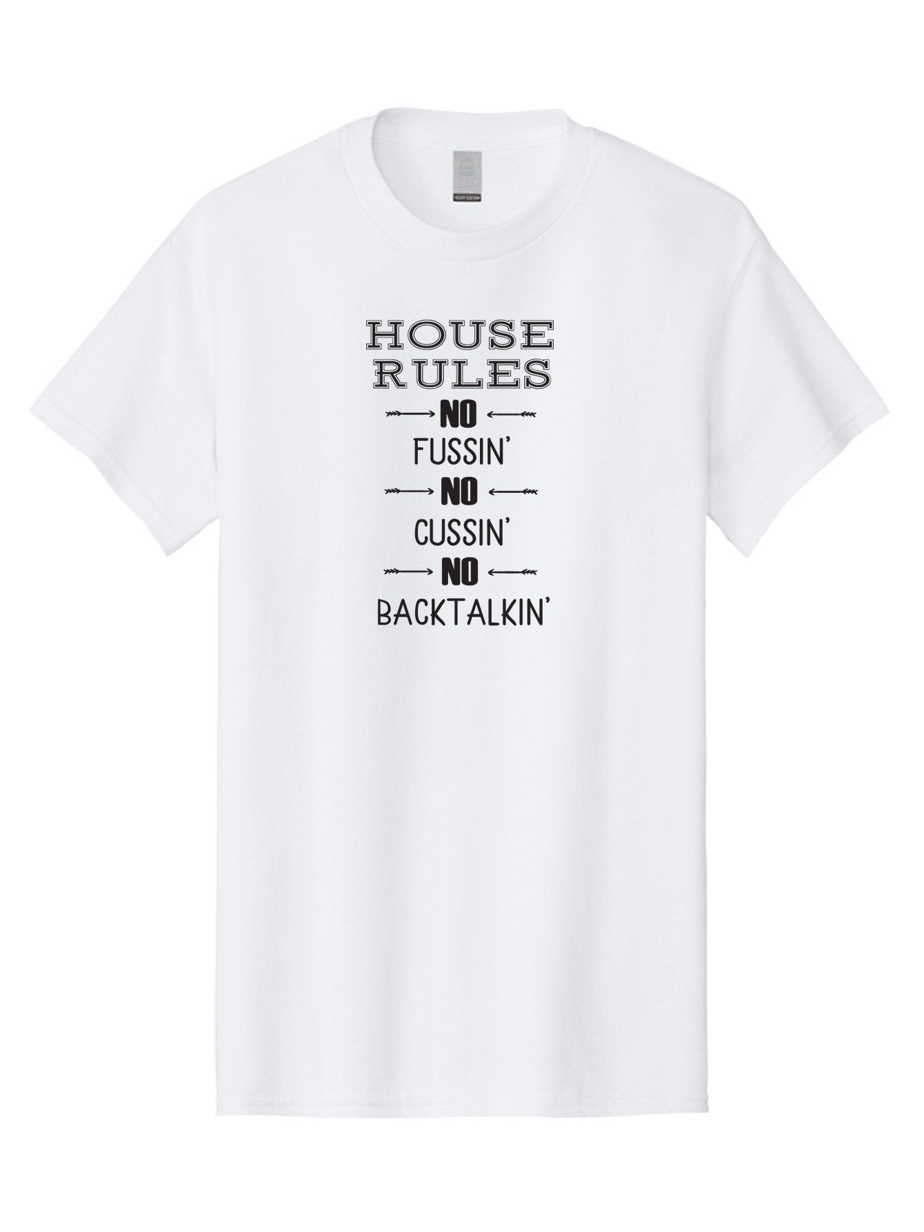 House-Rules Men'S Graphic Tee, 100% Cotton, Comfortable Casual Summer Wear, Machine Washable, House Rules, No Fussin', No Cussin', No Backtalkin', Household Rules, Family Guidelines, Behavioral Expectations, Household Etiquette Aac832 6