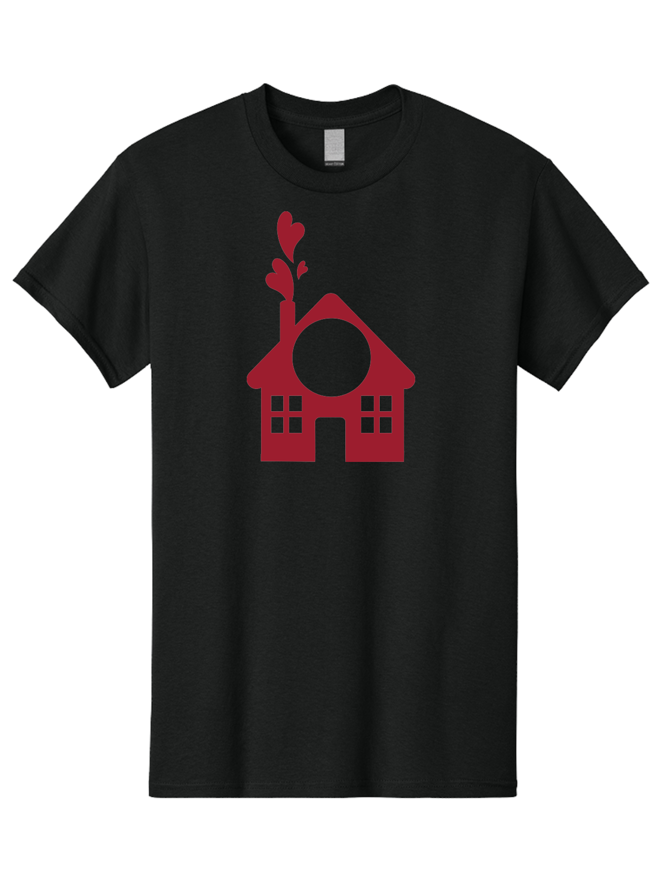 House-With-Heart-Chimney Men'S Graphic Tee, 100% Cotton, Comfortable Casual Summer Wear, Machine Washable, Stylized House, Heart-Shaped Chimney, Red Silhouette, Love Symbol, Cozy Home, Heart-Themed Decor, Minimalist Design, Aac833 19