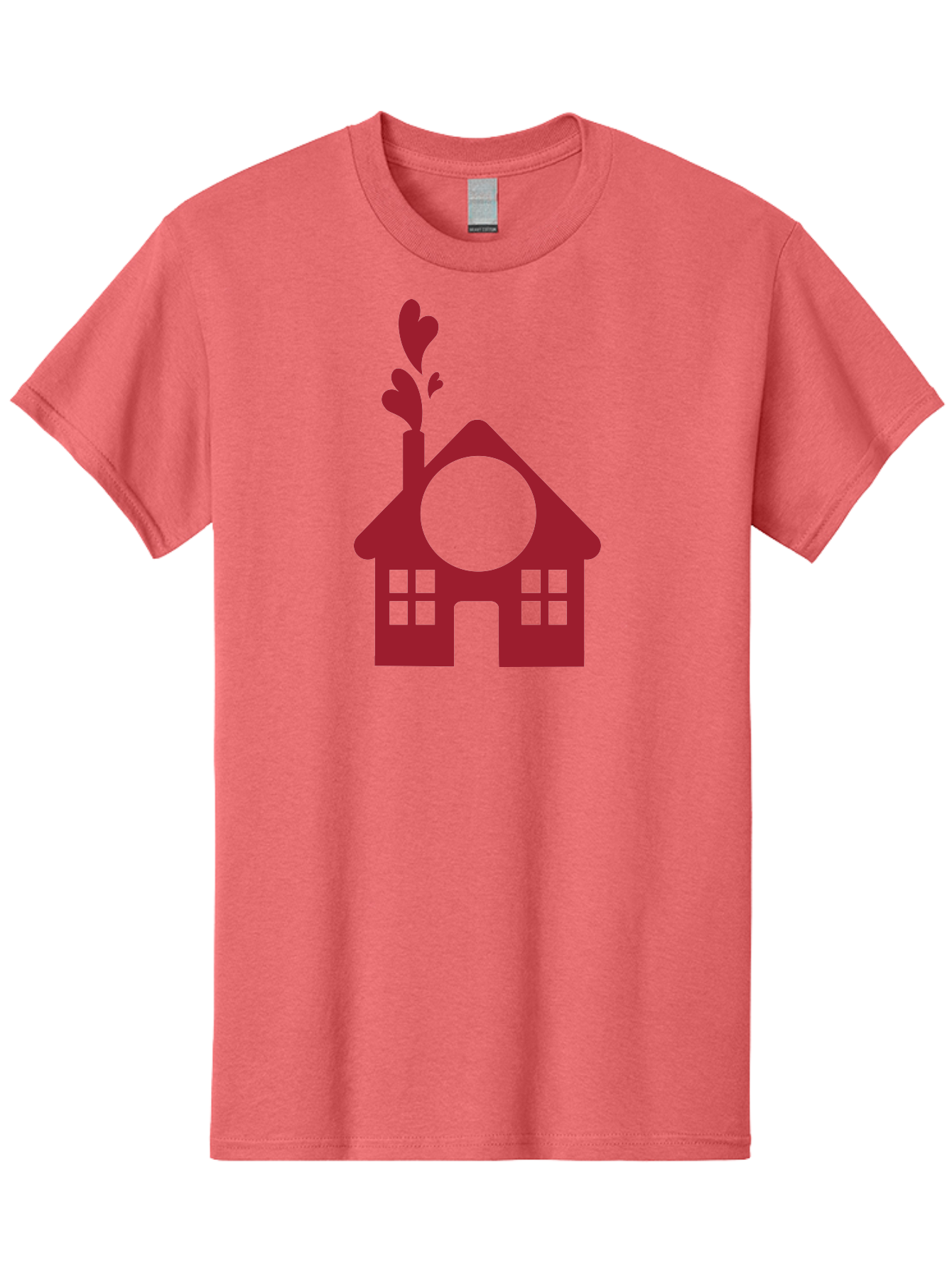 House-With-Heart-Chimney Men'S Graphic Tee, 100% Cotton, Comfortable Casual Summer Wear, Machine Washable, Stylized House, Heart-Shaped Chimney, Red Silhouette, Love Symbol, Cozy Home, Heart-Themed Decor, Minimalist Design, Aac833 21