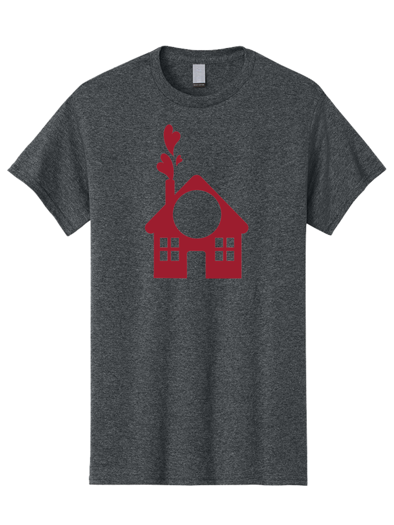 House-With-Heart-Chimney Men'S Graphic Tee, 100% Cotton, Comfortable Casual Summer Wear, Machine Washable, Stylized House, Heart-Shaped Chimney, Red Silhouette, Love Symbol, Cozy Home, Heart-Themed Decor, Minimalist Design, Aac833 11