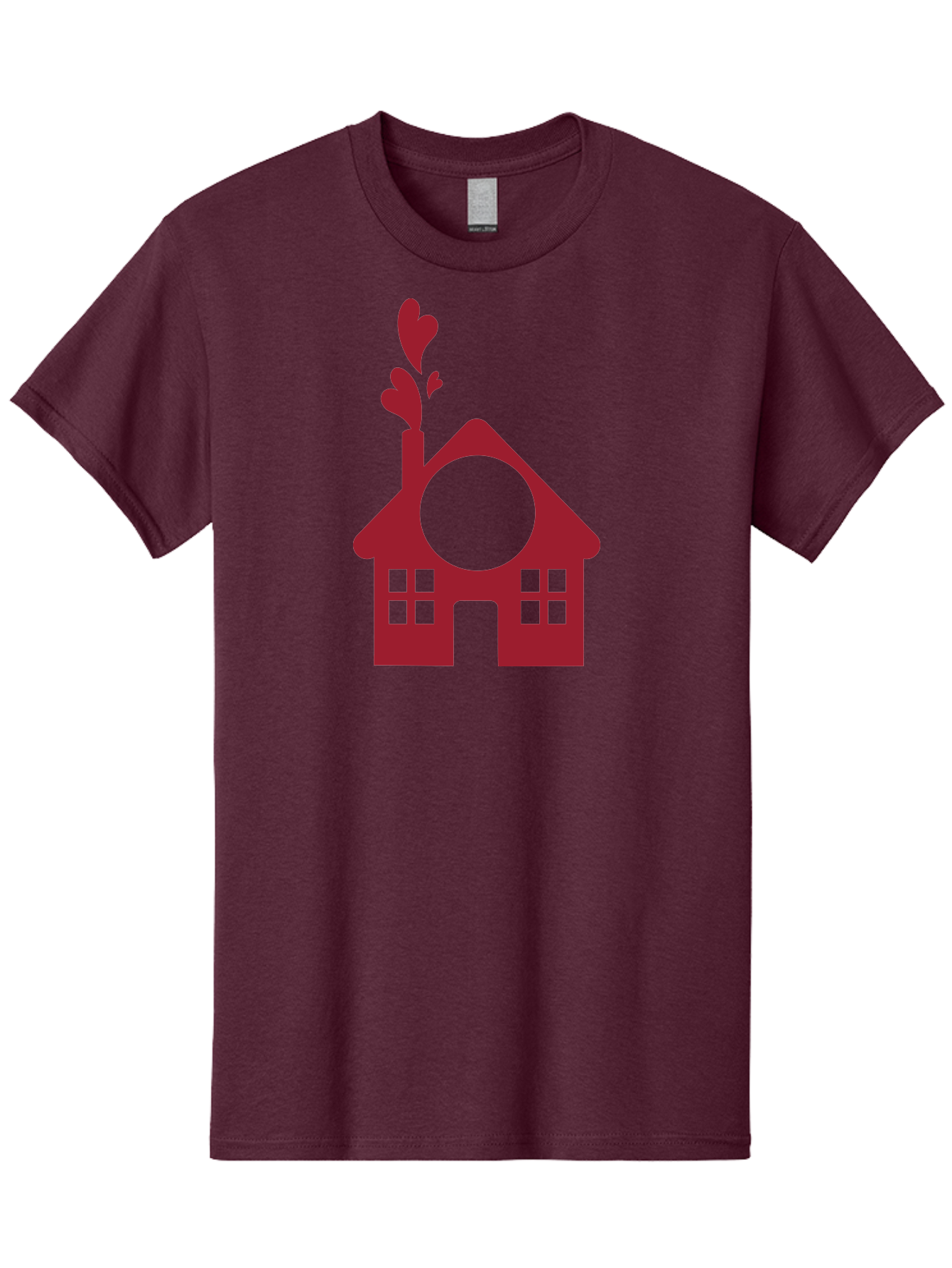 House-With-Heart-Chimney Men'S Graphic Tee, 100% Cotton, Comfortable Casual Summer Wear, Machine Washable, Stylized House, Heart-Shaped Chimney, Red Silhouette, Love Symbol, Cozy Home, Heart-Themed Decor, Minimalist Design, Aac833 17