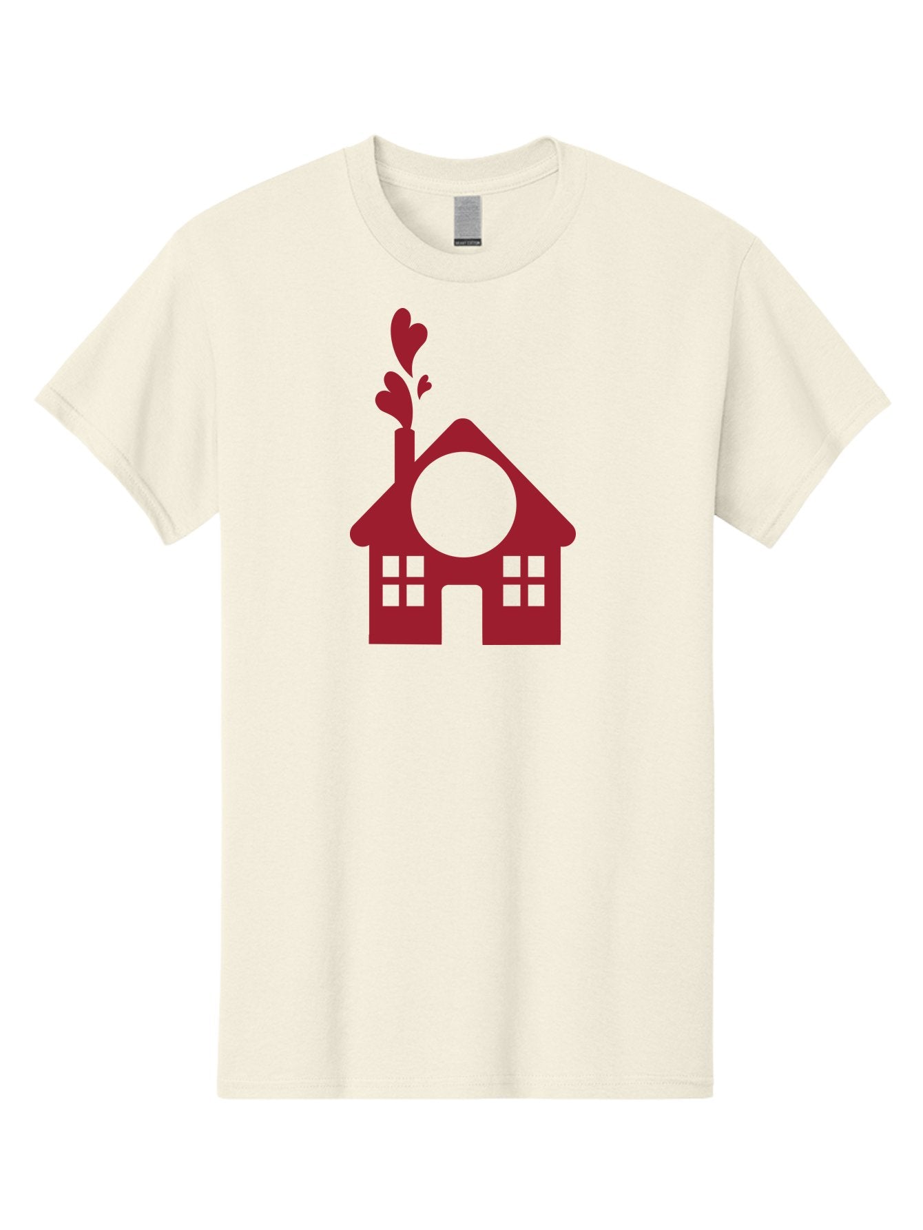 House-With-Heart-Chimney Men'S Graphic Tee, 100% Cotton, Comfortable Casual Summer Wear, Machine Washable, Stylized House, Heart-Shaped Chimney, Red Silhouette, Love Symbol, Cozy Home, Heart-Themed Decor, Minimalist Design, Aac833 15