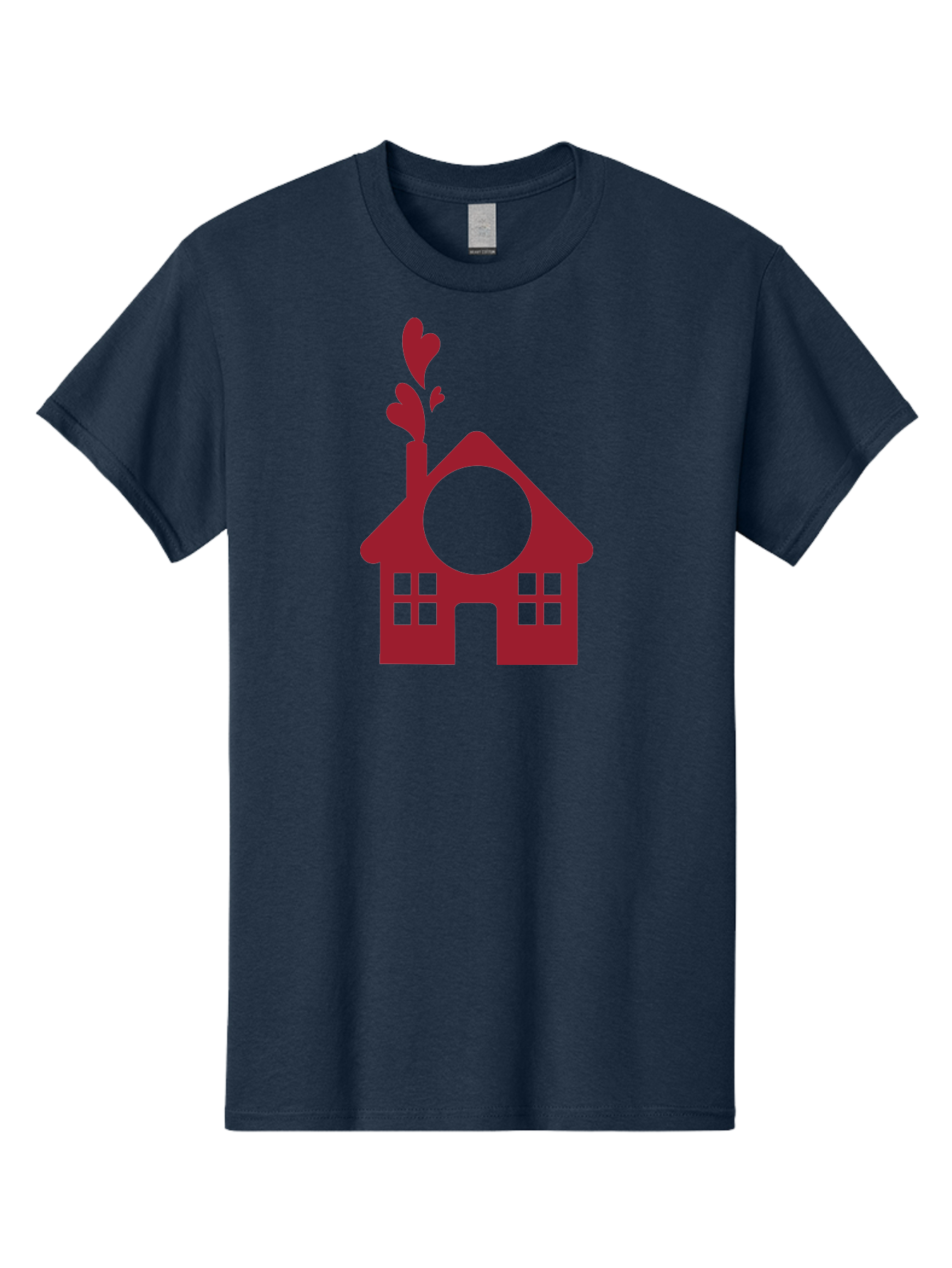 House-With-Heart-Chimney Men'S Graphic Tee, 100% Cotton, Comfortable Casual Summer Wear, Machine Washable, Stylized House, Heart-Shaped Chimney, Red Silhouette, Love Symbol, Cozy Home, Heart-Themed Decor, Minimalist Design, Aac833 27
