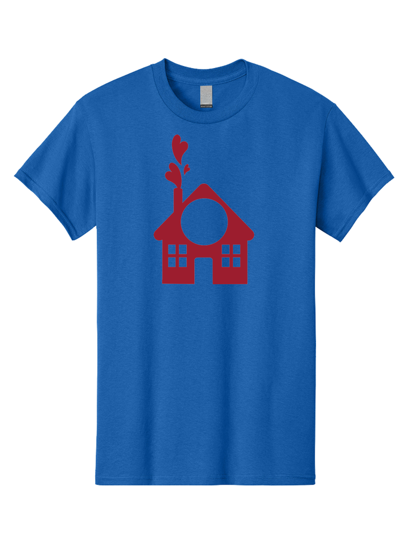 House-With-Heart-Chimney Men'S Graphic Tee, 100% Cotton, Comfortable Casual Summer Wear, Machine Washable, Stylized House, Heart-Shaped Chimney, Red Silhouette, Love Symbol, Cozy Home, Heart-Themed Decor, Minimalist Design, Aac833 29