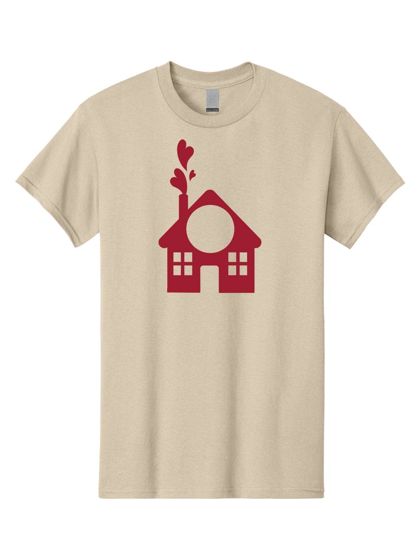 House-With-Heart-Chimney Men'S Graphic Tee, 100% Cotton, Comfortable Casual Summer Wear, Machine Washable, Stylized House, Heart-Shaped Chimney, Red Silhouette, Love Symbol, Cozy Home, Heart-Themed Decor, Minimalist Design, Aac833 6