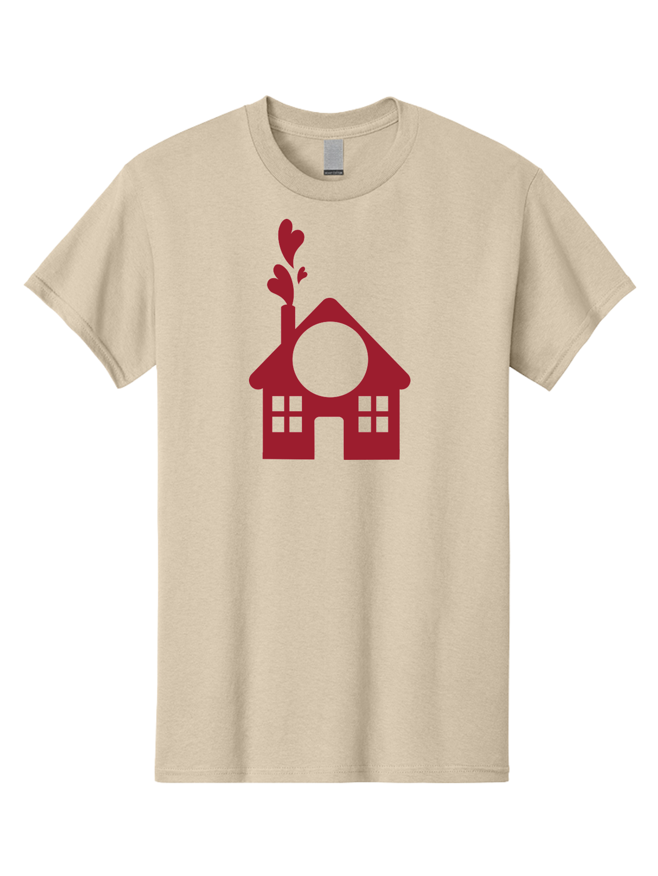 House-With-Heart-Chimney Men'S Graphic Tee, 100% Cotton, Comfortable Casual Summer Wear, Machine Washable, Stylized House, Heart-Shaped Chimney, Red Silhouette, Love Symbol, Cozy Home, Heart-Themed Decor, Minimalist Design, Aac833 13