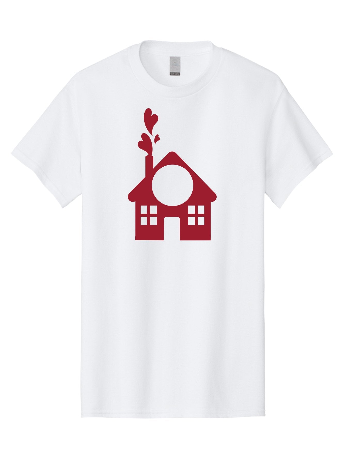 House-With-Heart-Chimney Men'S Graphic Tee, 100% Cotton, Comfortable Casual Summer Wear, Machine Washable, Stylized House, Heart-Shaped Chimney, Red Silhouette, Love Symbol, Cozy Home, Heart-Themed Decor, Minimalist Design, Aac833 7