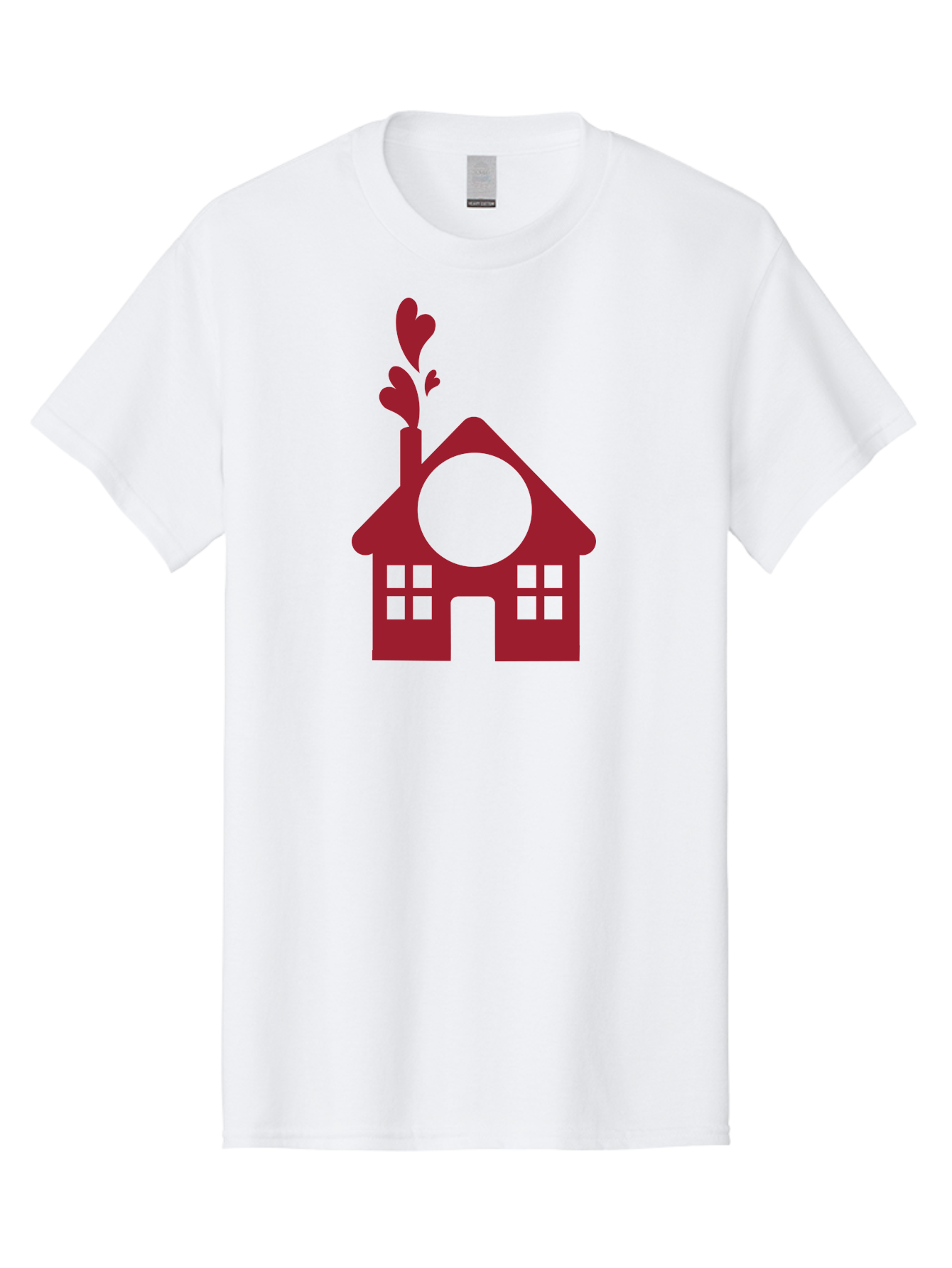 House-With-Heart-Chimney Men'S Graphic Tee, 100% Cotton, Comfortable Casual Summer Wear, Machine Washable, Stylized House, Heart-Shaped Chimney, Red Silhouette, Love Symbol, Cozy Home, Heart-Themed Decor, Minimalist Design, Aac833 25