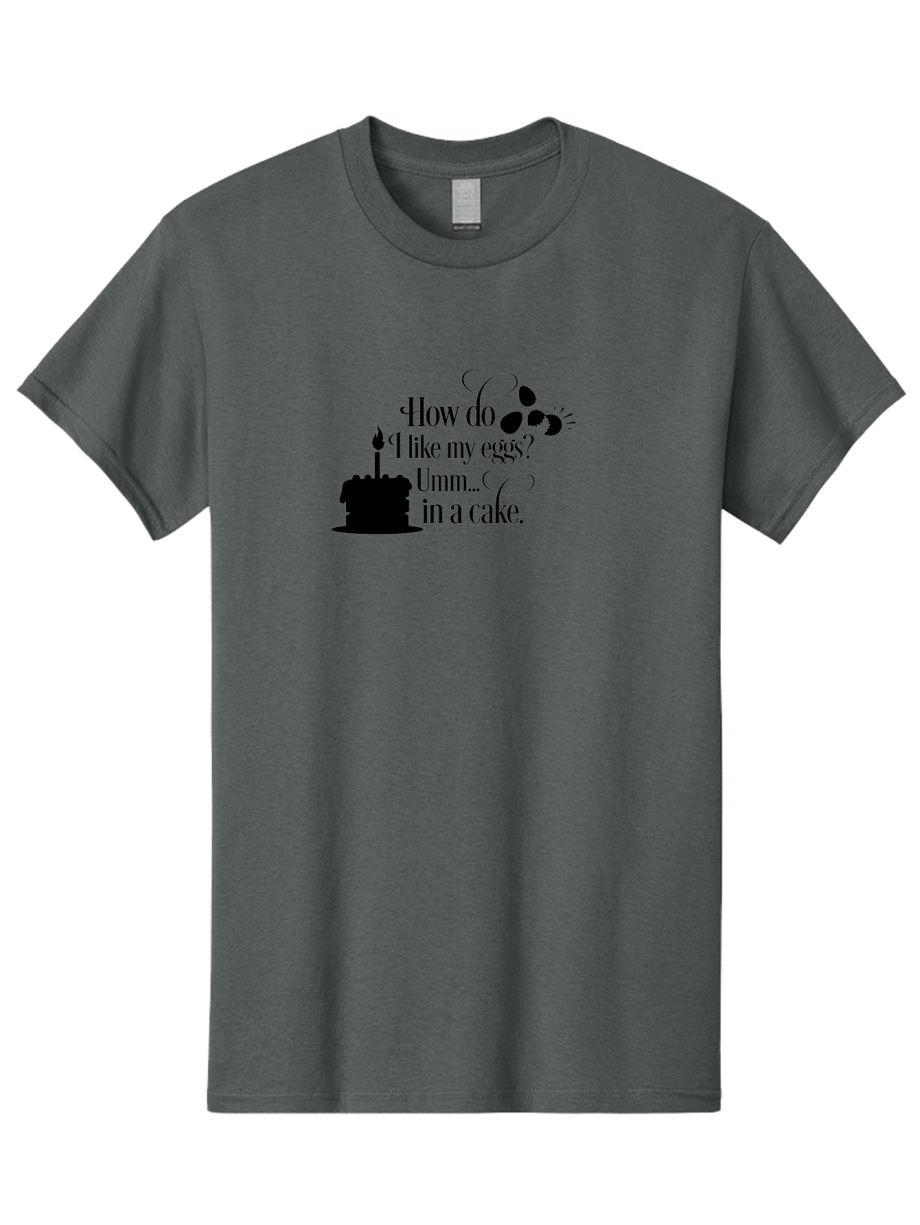 How-Do-I-Like-My-Eggs-Umm-In-A-Cake Men'S Graphic Tee, 100% Cotton, Comfortable Casual Summer Wear, Machine Washable, Humorous Quote, Funny Eggs, Cake Humor, Witty Saying, Eggs In Cake, Playful Phrase, Clever Joke, Dessert Quote, Breakfast Pun Aac835 5