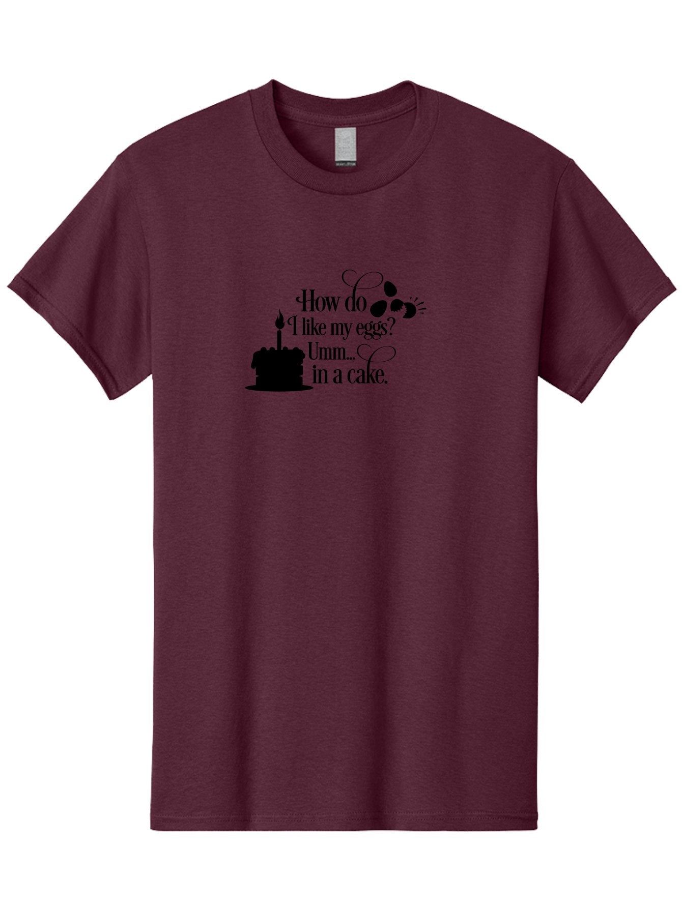 How-Do-I-Like-My-Eggs-Umm-In-A-Cake Men'S Graphic Tee, 100% Cotton, Comfortable Casual Summer Wear, Machine Washable, Humorous Quote, Funny Eggs, Cake Humor, Witty Saying, Eggs In Cake, Playful Phrase, Clever Joke, Dessert Quote, Breakfast Pun Aac835 7