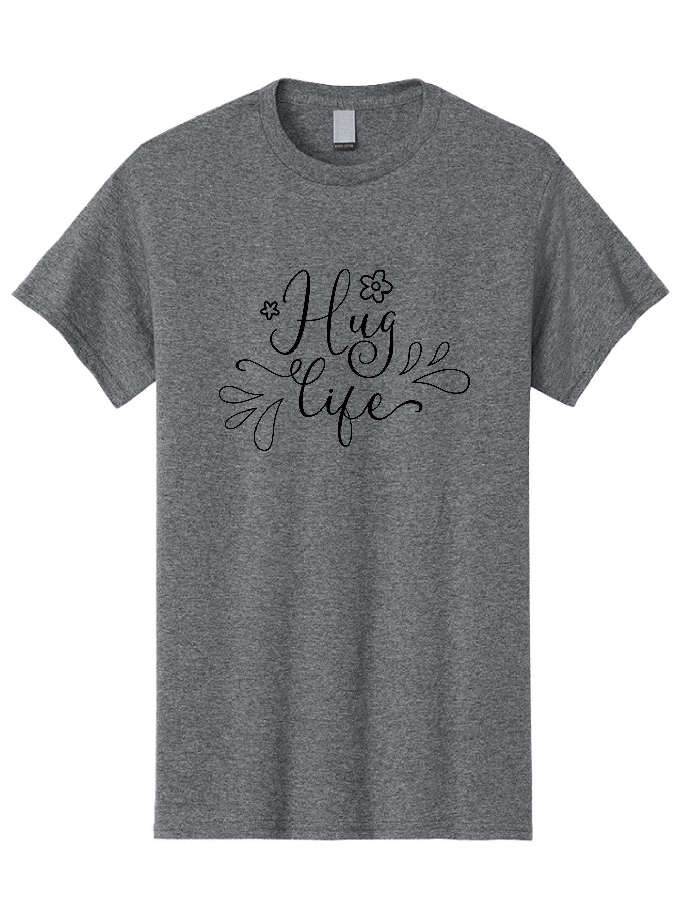 Hug-Life Men'S Graphic Tee, 100% Cotton, Comfortable Casual Summer Wear, Machine Washable, Motivational Quote, Inspirational Message, Positivity, Love, Happiness, Hand-Lettering, Floral Design, Artistic Calligraphy, Uplifting Words, Aac837