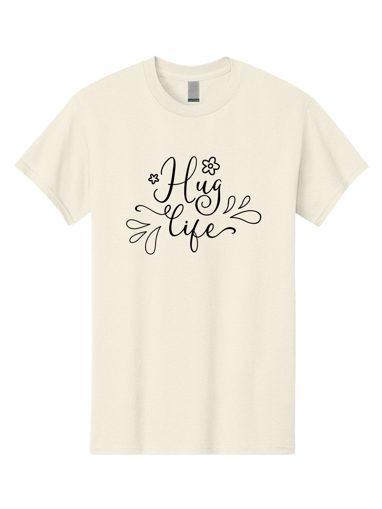 Hug-Life Men'S Graphic Tee, 100% Cotton, Comfortable Casual Summer Wear, Machine Washable, Motivational Quote, Inspirational Message, Positivity, Love, Happiness, Hand-Lettering, Floral Design, Artistic Calligraphy, Uplifting Words, Aac837 3