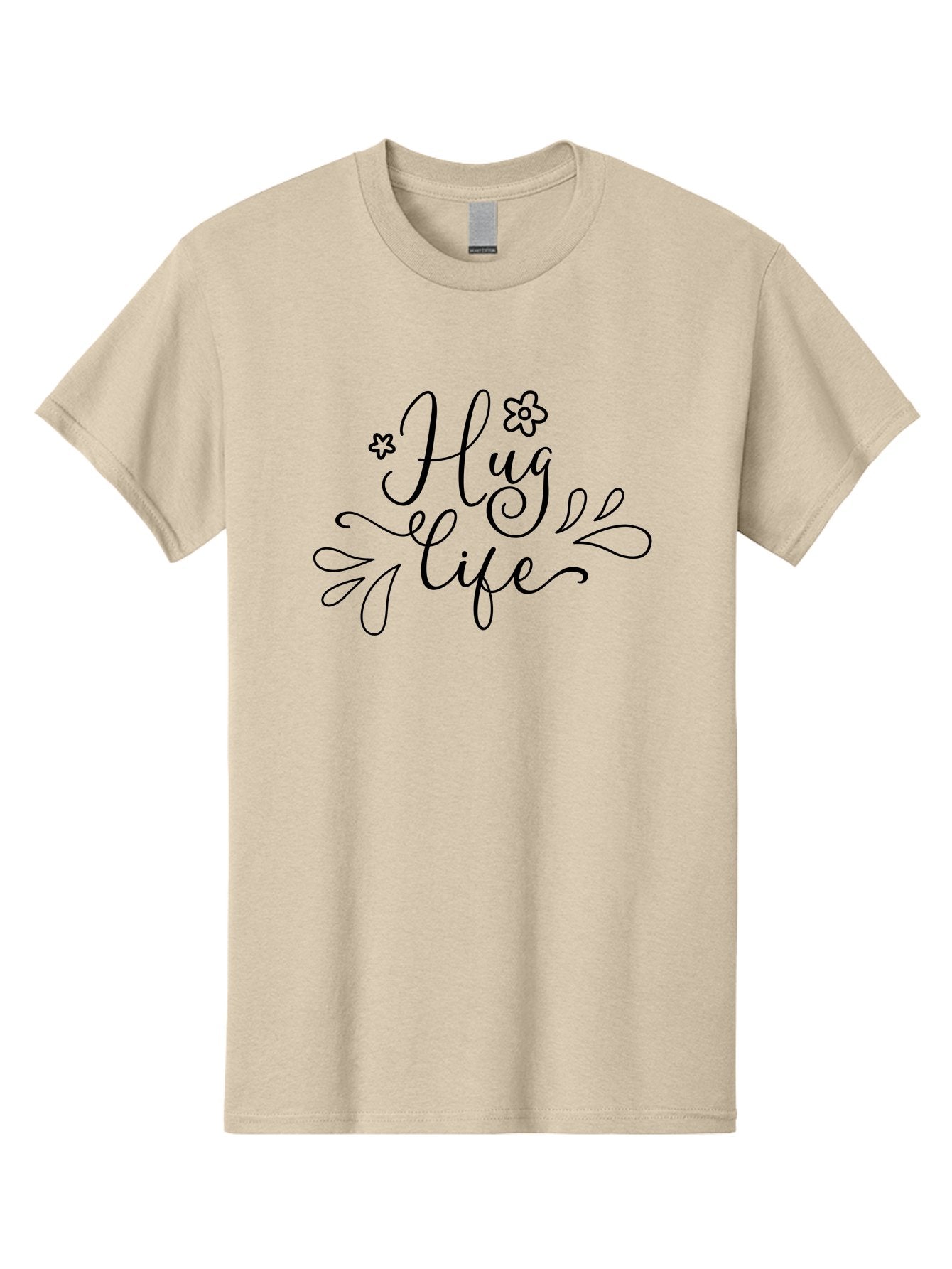 Hug-Life Men'S Graphic Tee, 100% Cotton, Comfortable Casual Summer Wear, Machine Washable, Motivational Quote, Inspirational Message, Positivity, Love, Happiness, Hand-Lettering, Floral Design, Artistic Calligraphy, Uplifting Words, Aac837 13
