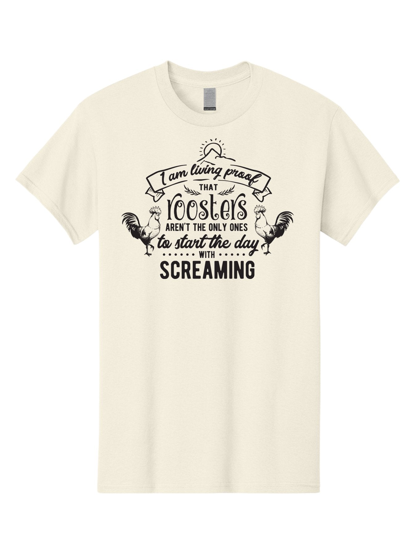 I-Am-Living-Proof-That-Roosters-Aren-T-The-Only-Ones-To-Start-The-Day-With-Screaming Men'S Graphic Tee, 100% Cotton, Comfortable Casual Summer Wear, Machine Washable, Funny Quote, Rooster Graphics, Morning Motivation, Humorous Saying, Aac838 5