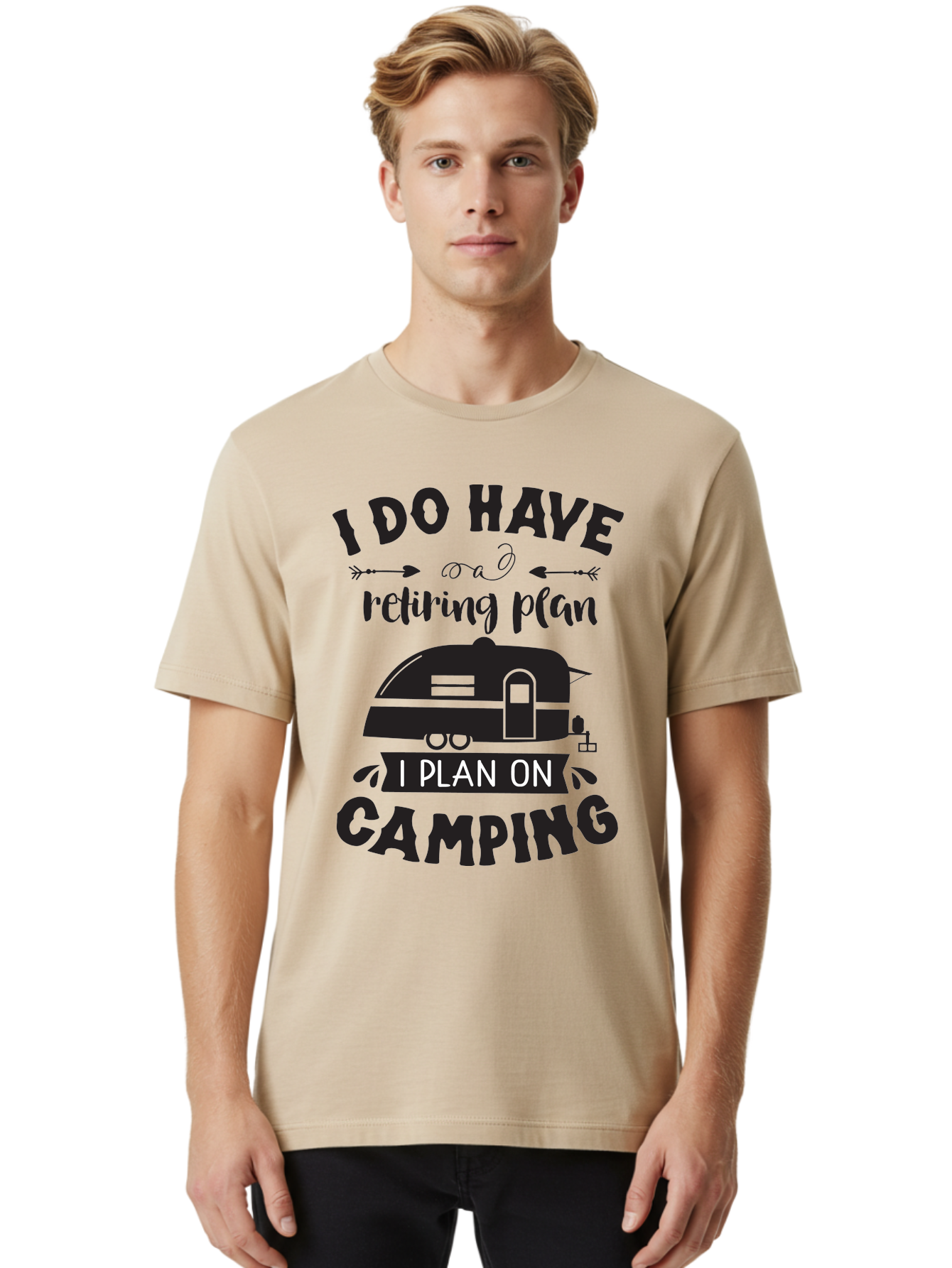 I-Do-Have-Retiring-Plan Men'S Graphic Tee, 100% Cotton, Comfortable Casual Summer Wear, Machine Washable, Retirement Plan, Camping Life, Outdoor Adventure, Travel Trailer, Caravan, Camping Quote, Funny Retirement, Retirement Humor, Aac842 28