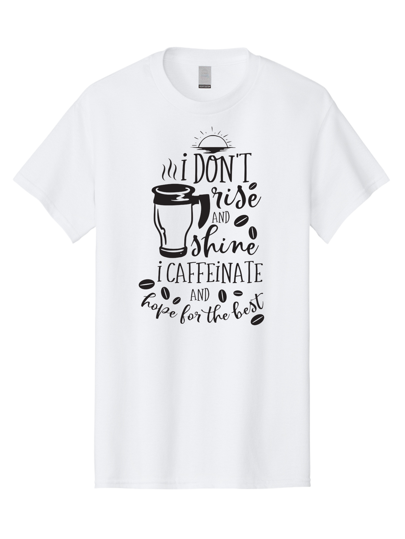 I-Don-T-Rise-And-Shine-I-Caffeinate Men'S Graphic Tee, 100% Cotton, Comfortable Casual Summer Wear, Machine Washable, Coffee-Themed Quote, Morning Motivation, Caffeine Humor, Coffee Lover Quotes, Funny Coffee Sayings, Coffee Mug Design, Aac844 15
