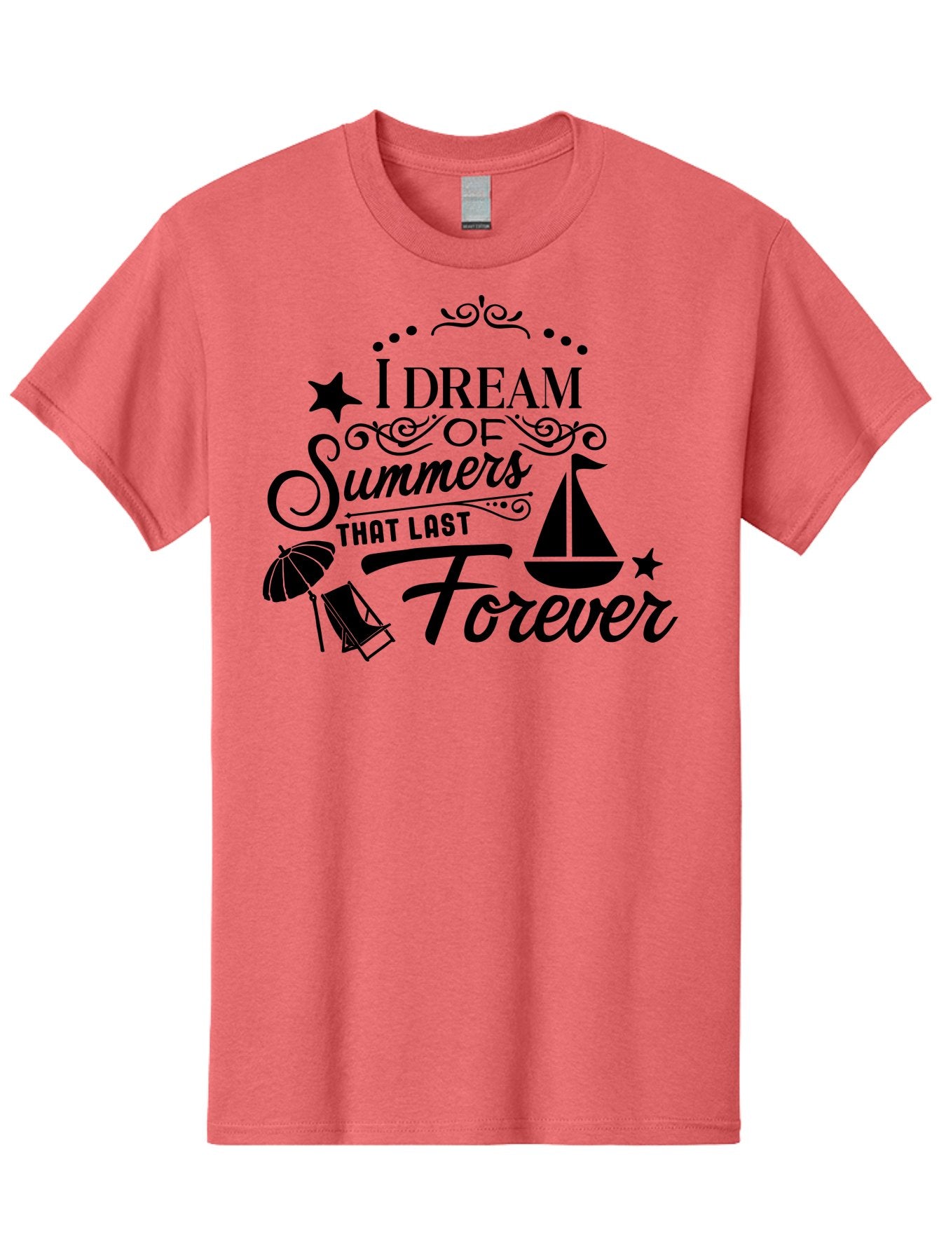 I-Dream-Of-Summers-That-Last-Forever Men'S Graphic Tee, 100% Cotton, Comfortable Casual Summer Wear, Machine Washable, Summertime Vibes, Sailing, Beach Umbrella, Summer Dreams, Endless Summer, Sailboat, Beach Life, Vacation Mode, Aac845 4