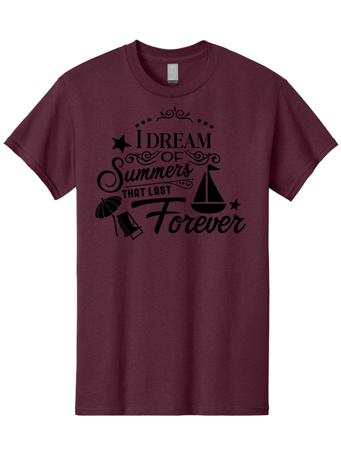 I-Dream-Of-Summers-That-Last-Forever Men'S Graphic Tee, 100% Cotton, Comfortable Casual Summer Wear, Machine Washable, Summertime Vibes, Sailing, Beach Umbrella, Summer Dreams, Endless Summer, Sailboat, Beach Life, Vacation Mode, Aac845 13