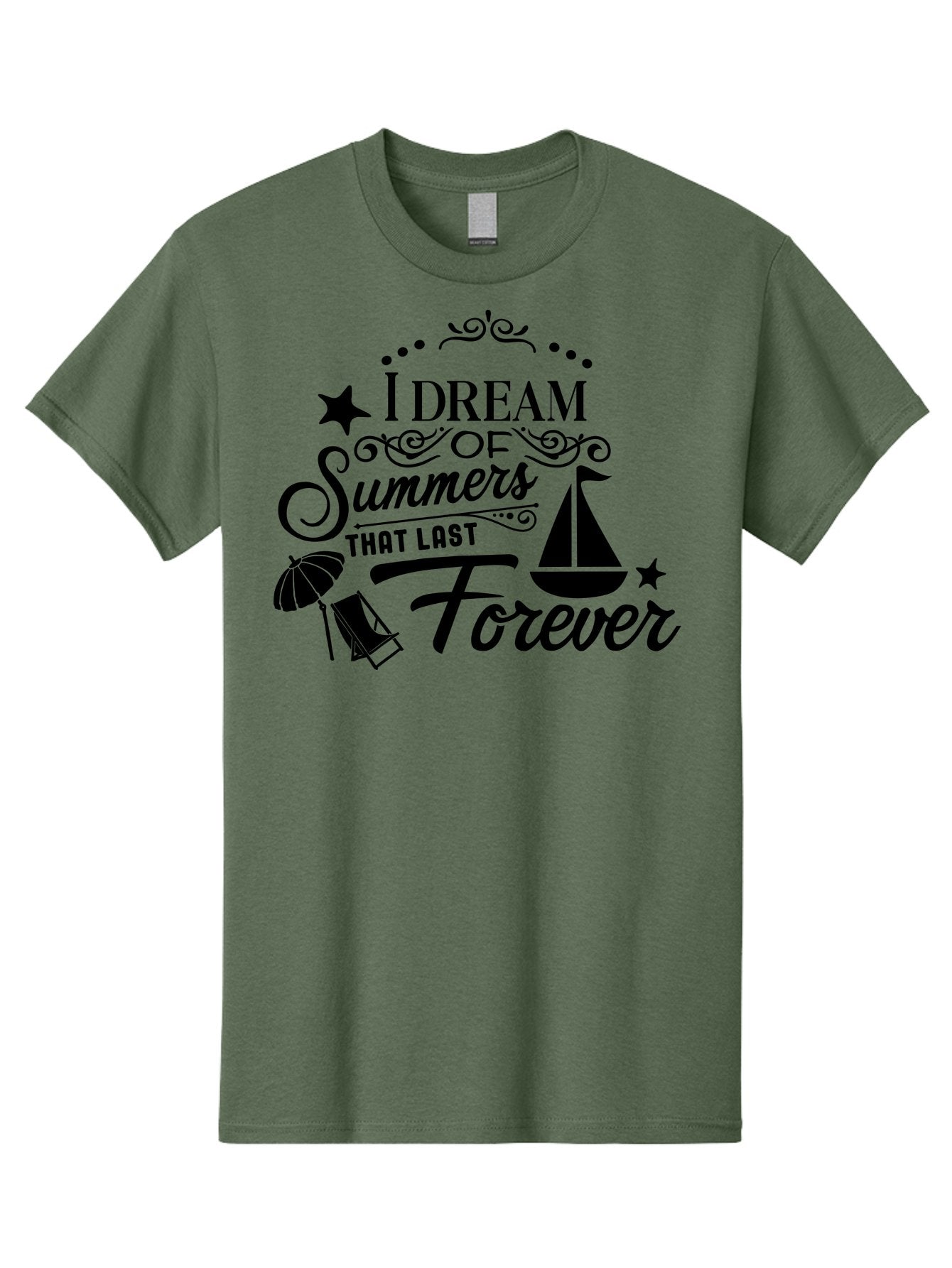 I-Dream-Of-Summers-That-Last-Forever Men'S Graphic Tee, 100% Cotton, Comfortable Casual Summer Wear, Machine Washable, Summertime Vibes, Sailing, Beach Umbrella, Summer Dreams, Endless Summer, Sailboat, Beach Life, Vacation Mode, Aac845 14
