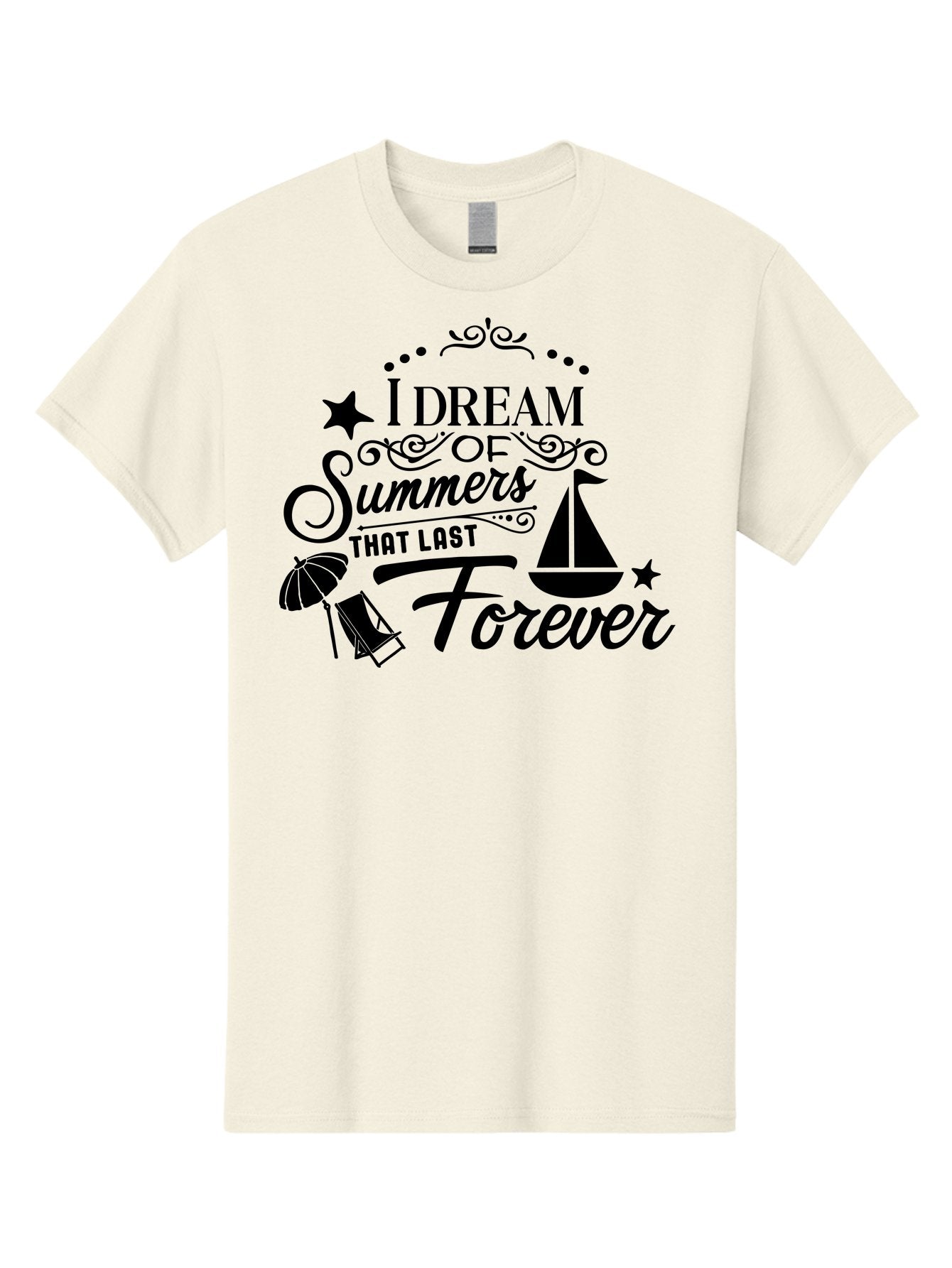 I-Dream-Of-Summers-That-Last-Forever Men'S Graphic Tee, 100% Cotton, Comfortable Casual Summer Wear, Machine Washable, Summertime Vibes, Sailing, Beach Umbrella, Summer Dreams, Endless Summer, Sailboat, Beach Life, Vacation Mode, Aac845 8