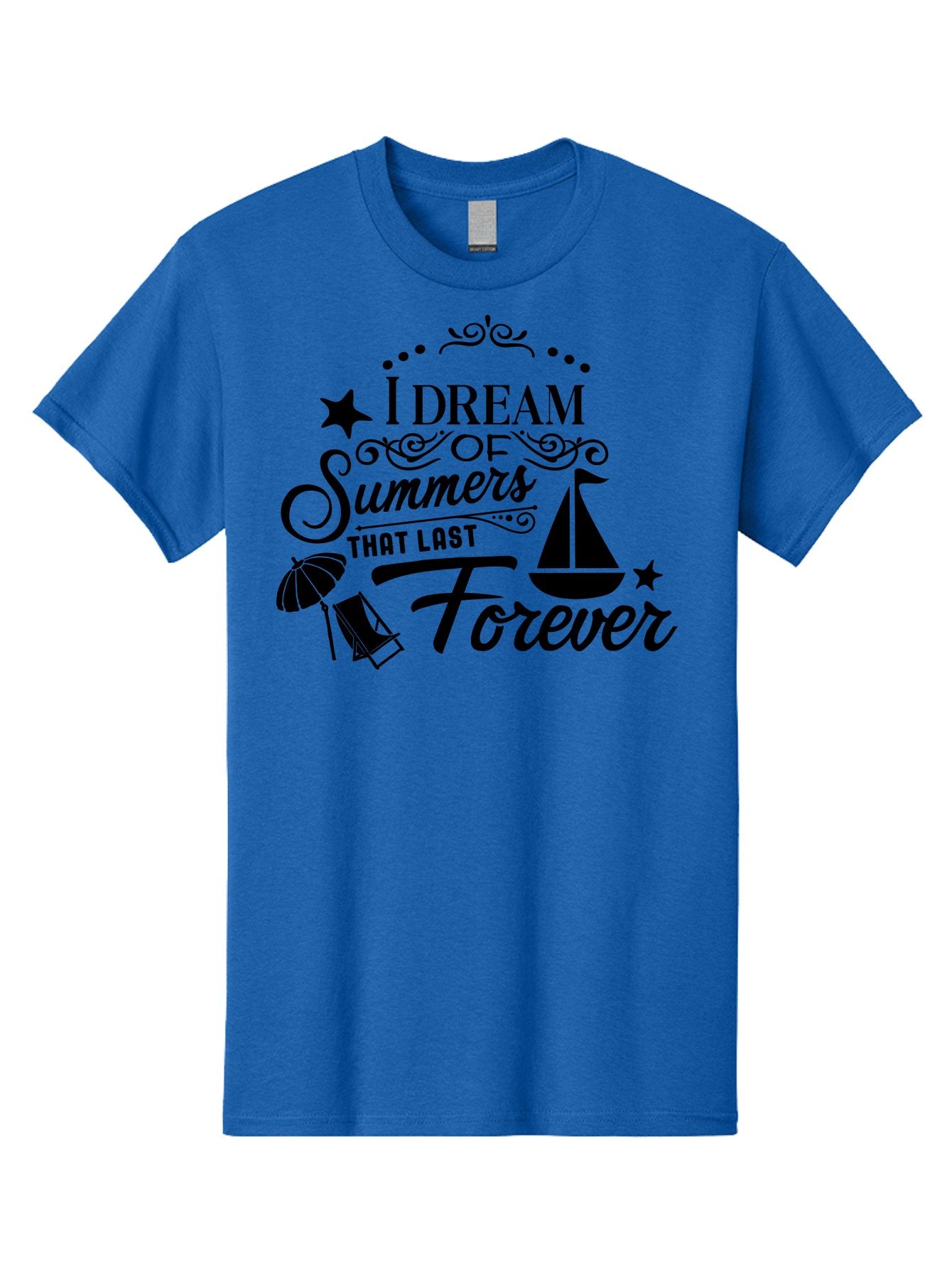 I-Dream-Of-Summers-That-Last-Forever Men'S Graphic Tee, 100% Cotton, Comfortable Casual Summer Wear, Machine Washable, Summertime Vibes, Sailing, Beach Umbrella, Summer Dreams, Endless Summer, Sailboat, Beach Life, Vacation Mode, Aac845 3